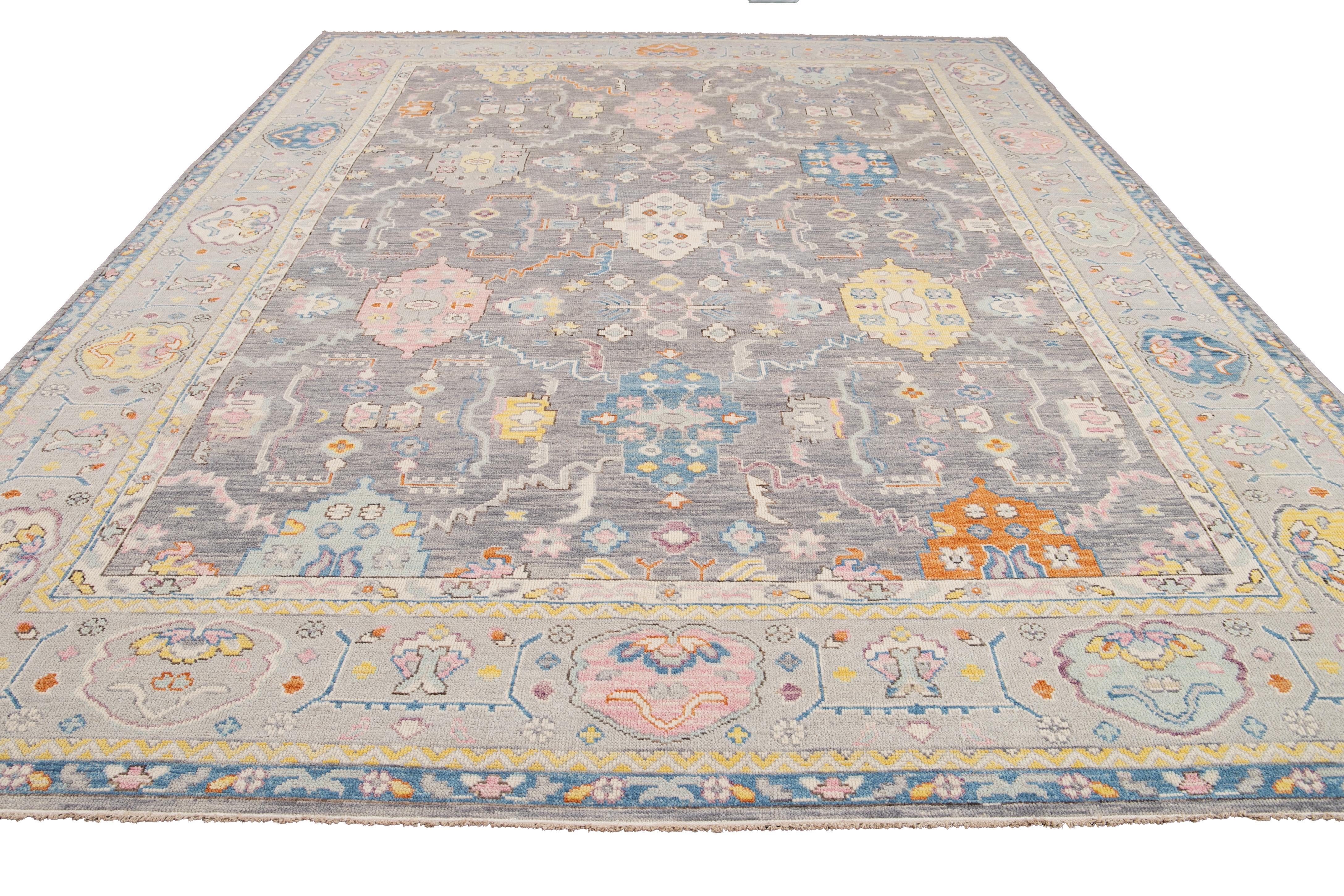 21st Century Contemporary Modern Oushak Style Wool Rug For Sale 13