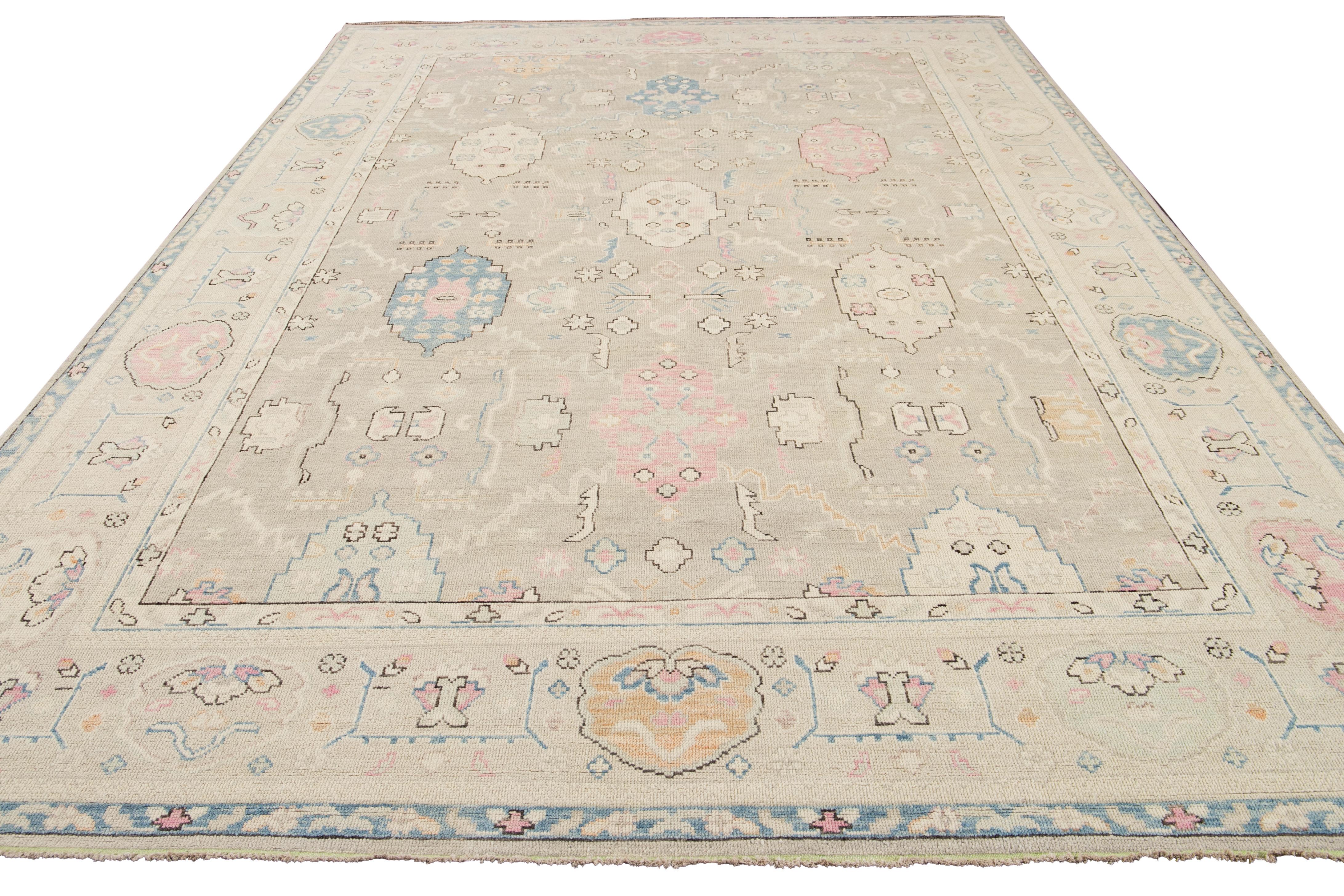 21st Century Contemporary Modern Oushak Style Wool Rug For Sale 12