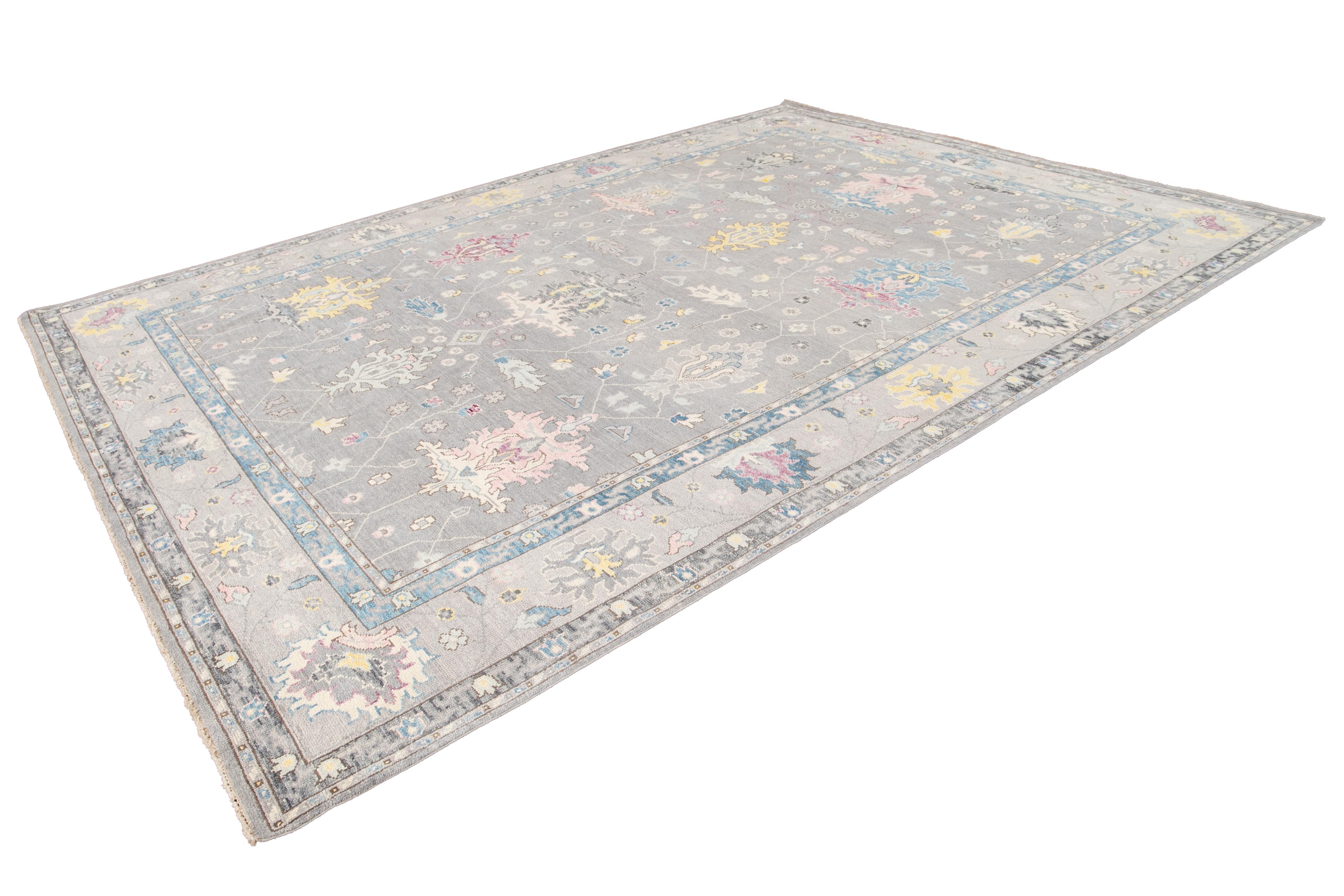 21st Century Contemporary Modern Oushak Style Wool Rug For Sale 13