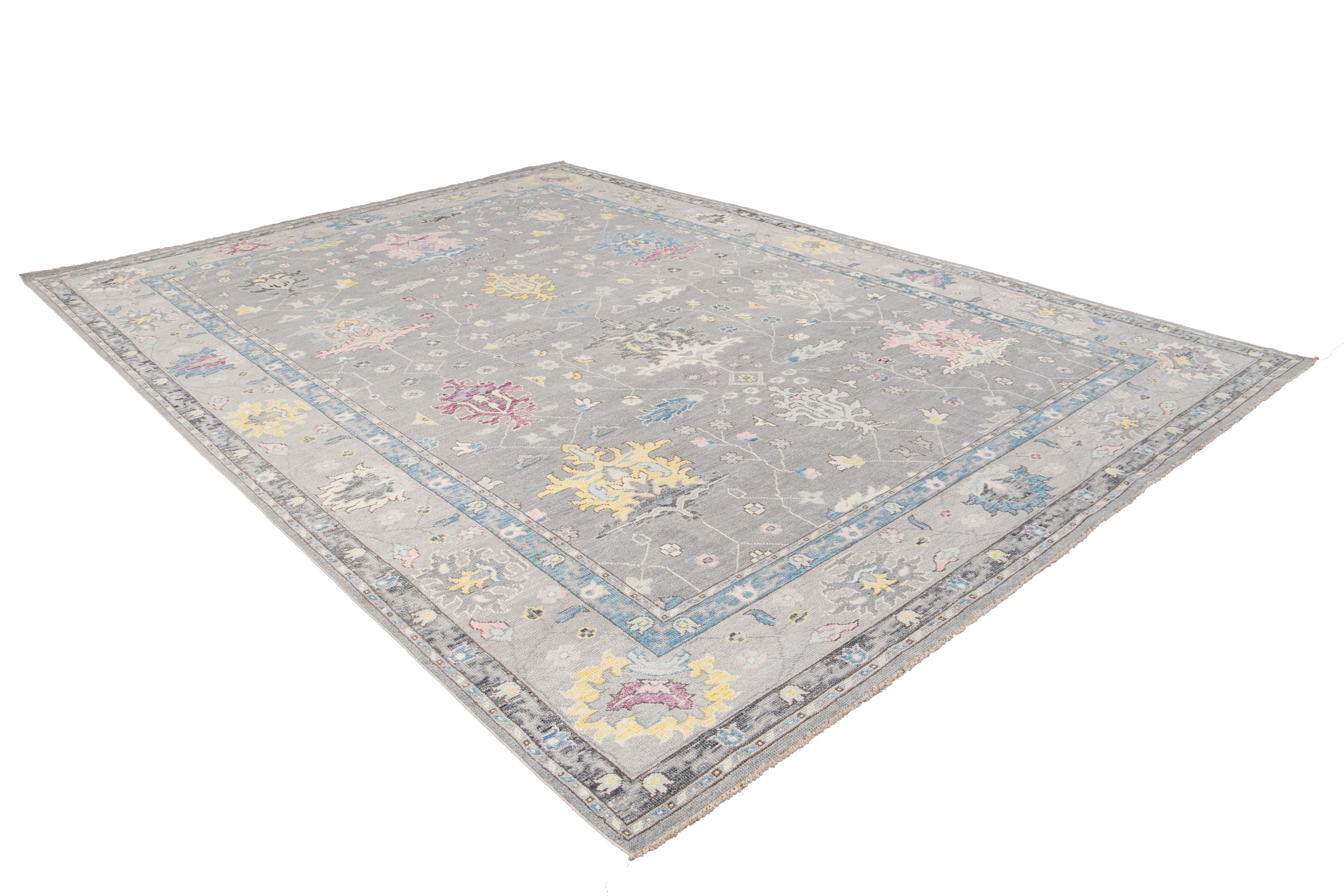21st Century Contemporary Modern Oushak Style Wool Rug For Sale 14
