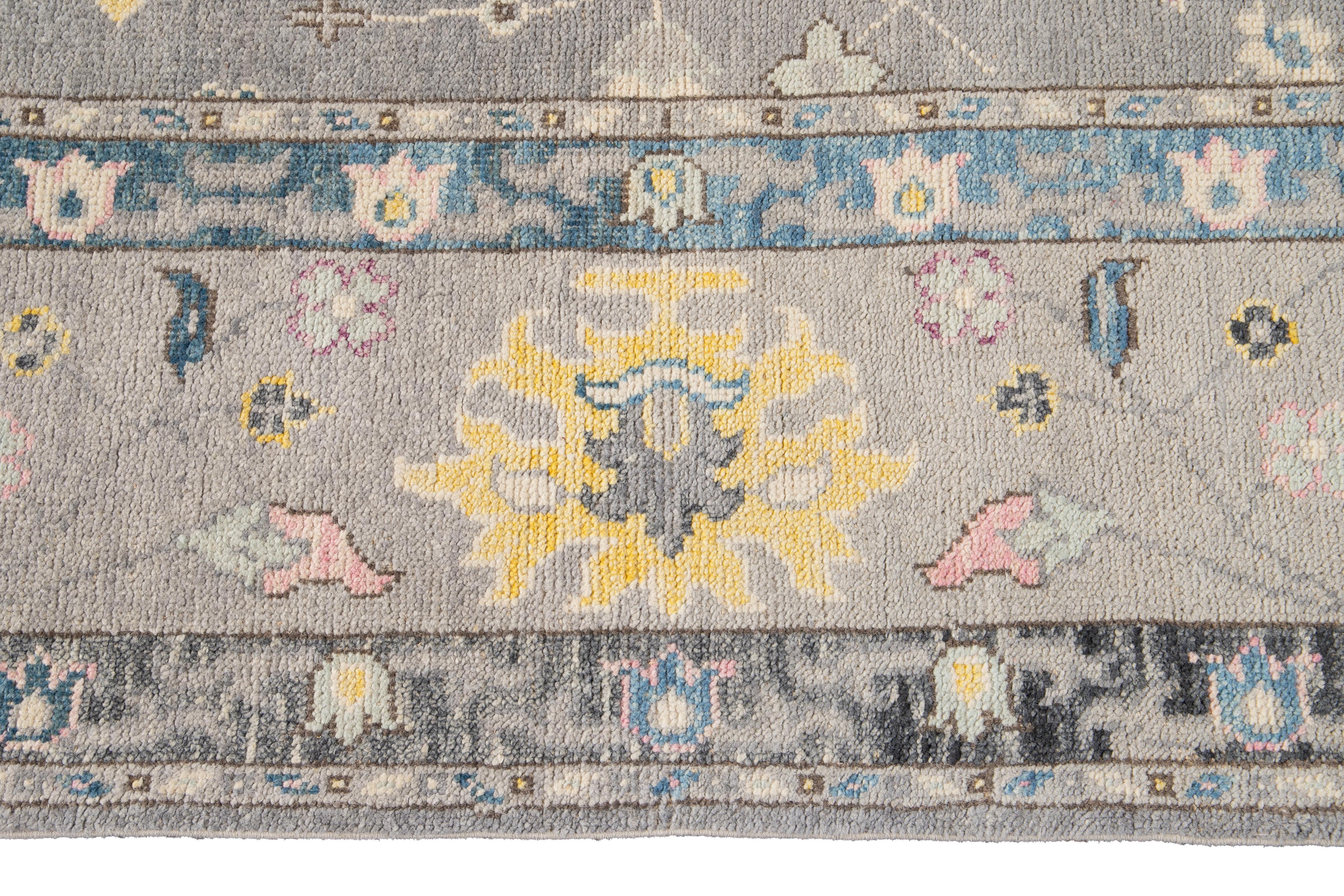 21st Century Contemporary Modern Oushak Style Wool Rug For Sale 3