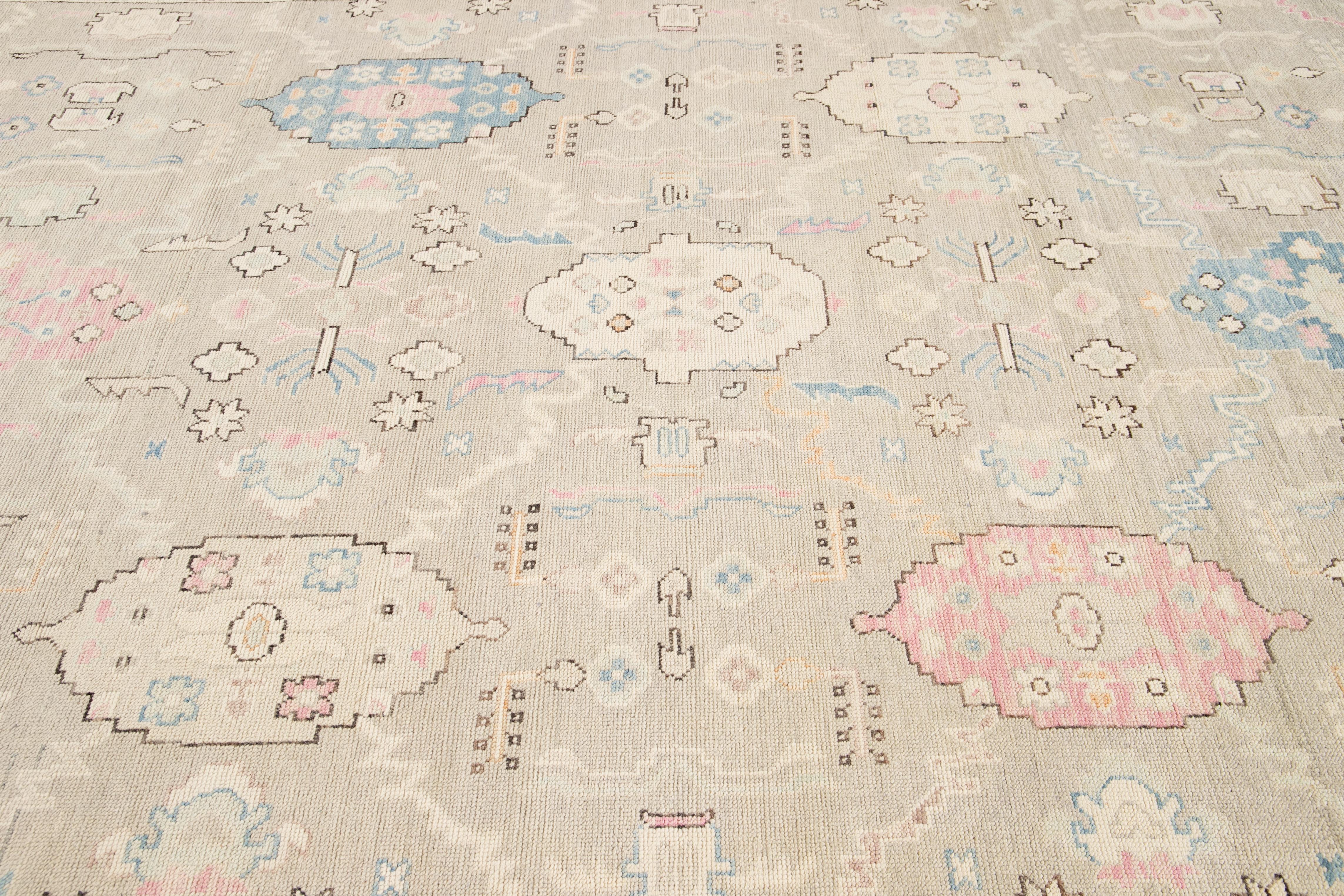 21st Century Contemporary Modern Oushak Style Wool Rug For Sale 3