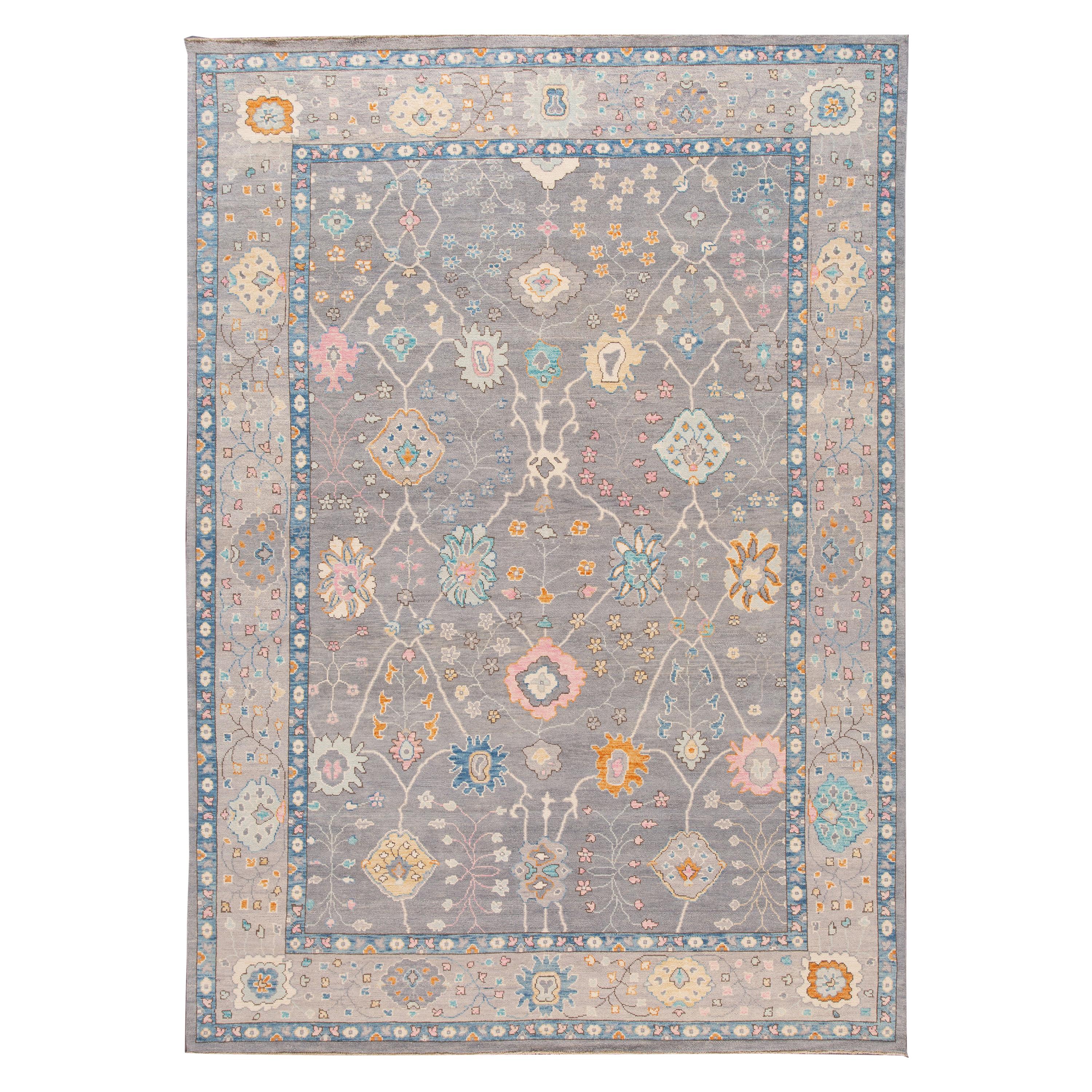 21st Century Contemporary Modern Oushak Style Wool Rug For Sale