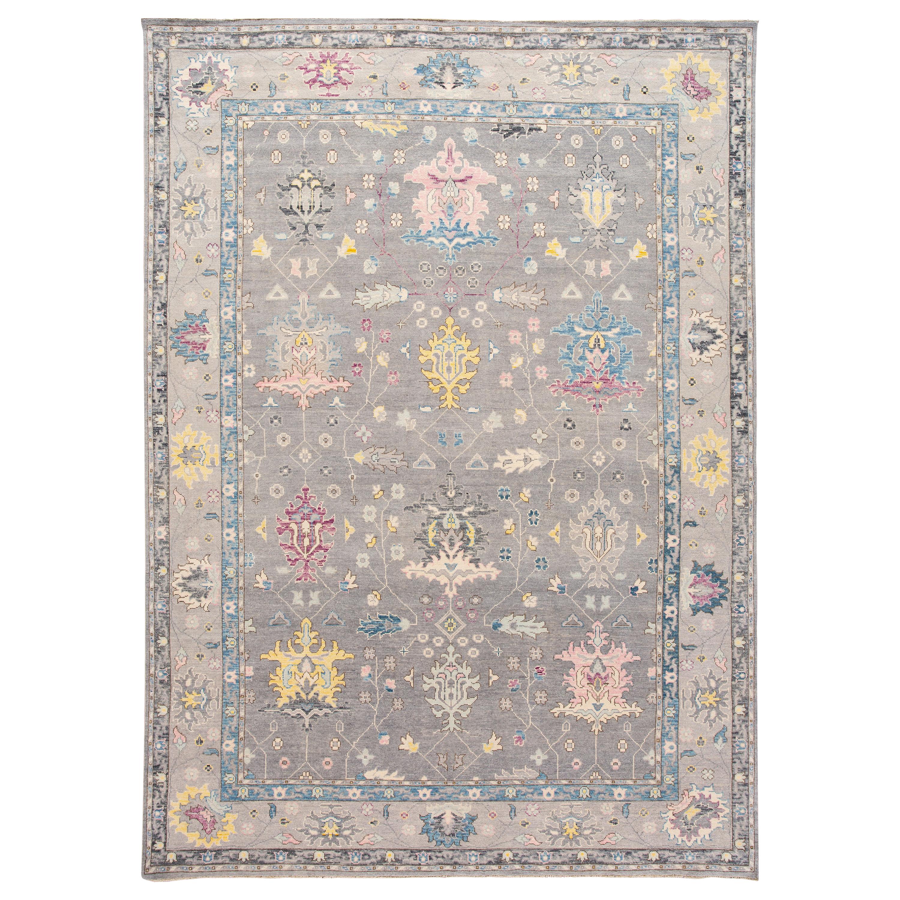 21st Century Contemporary Modern Oushak Style Wool Rug For Sale