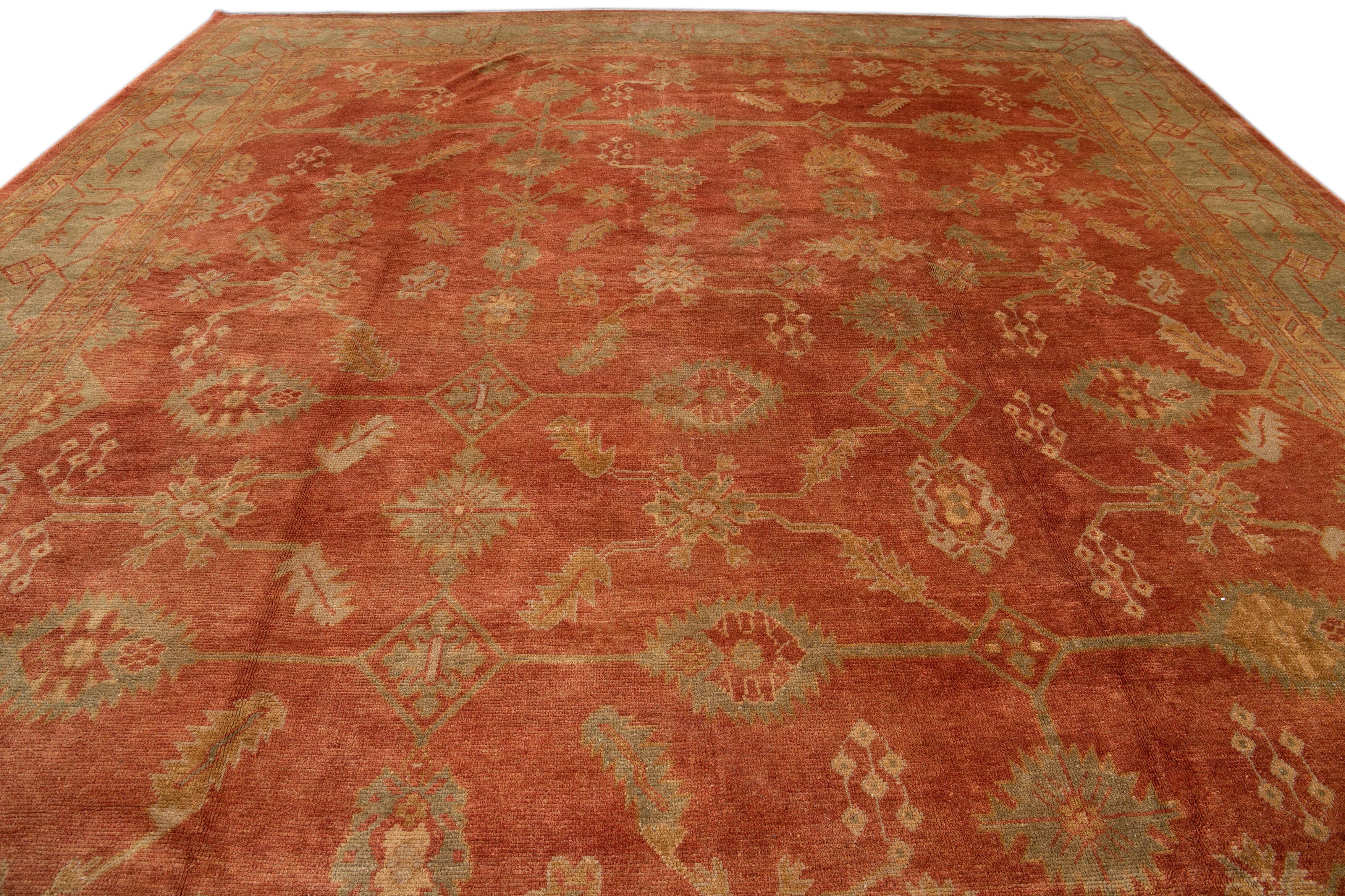 21st Century Contemporary Turkish Modern Oushak Design Wool Rug For Sale 6