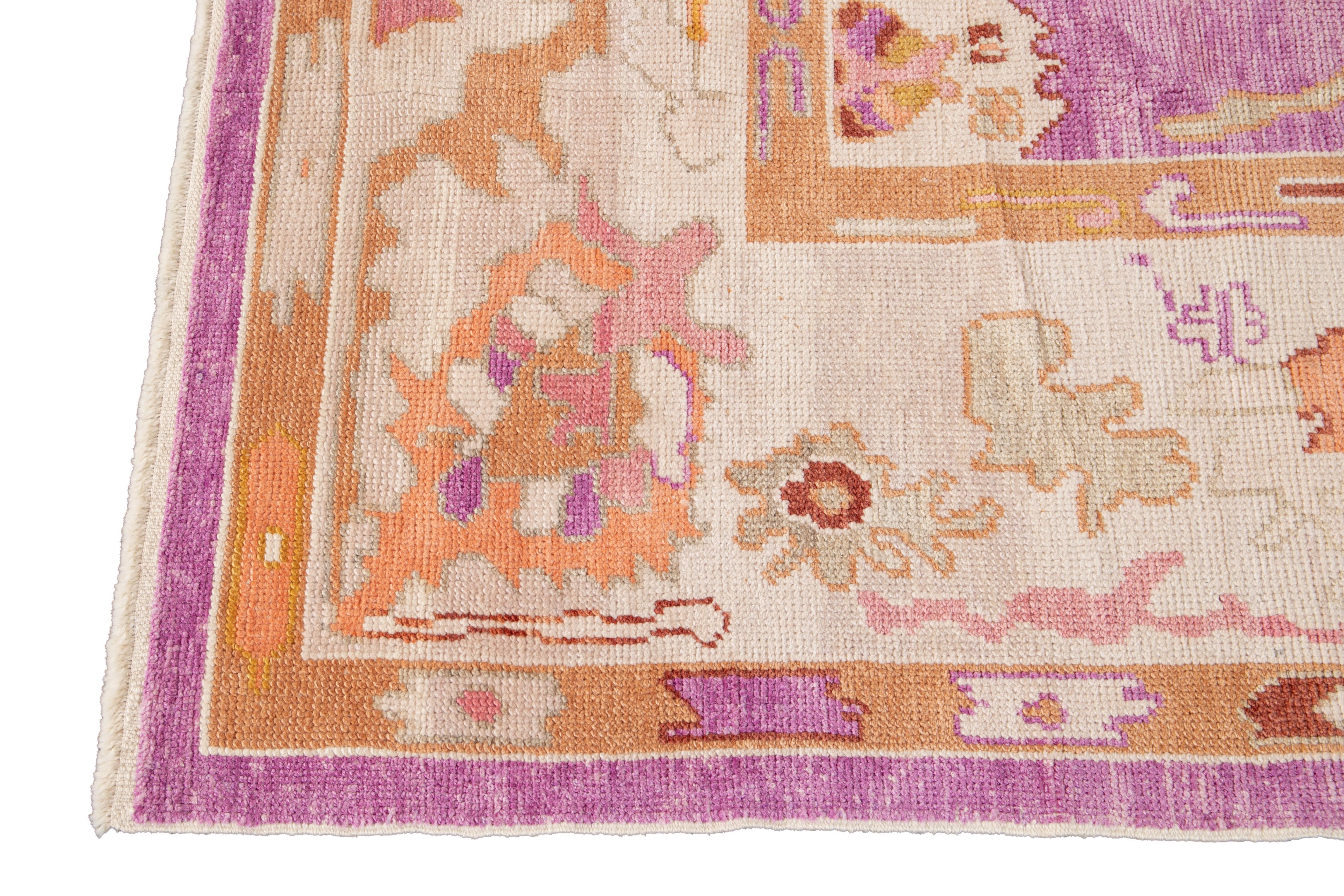 21st Century Contemporary Modern Oushak Wool Rug For Sale 1