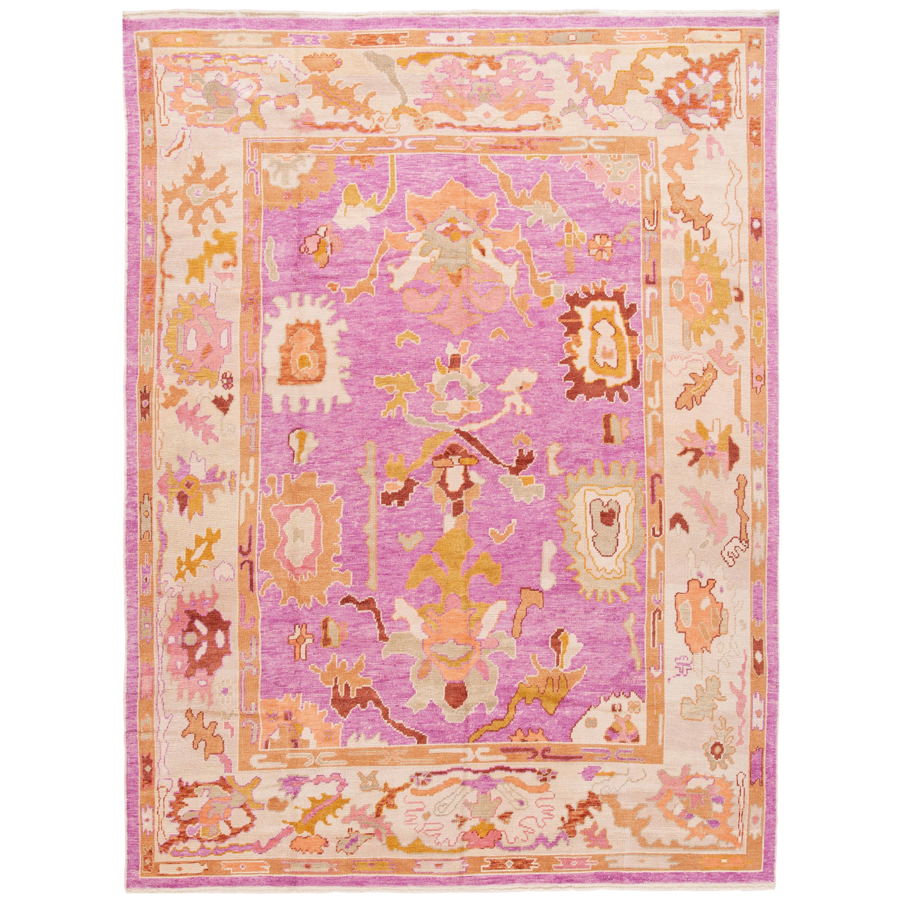 21st Century Contemporary Modern Oushak Wool Rug For Sale