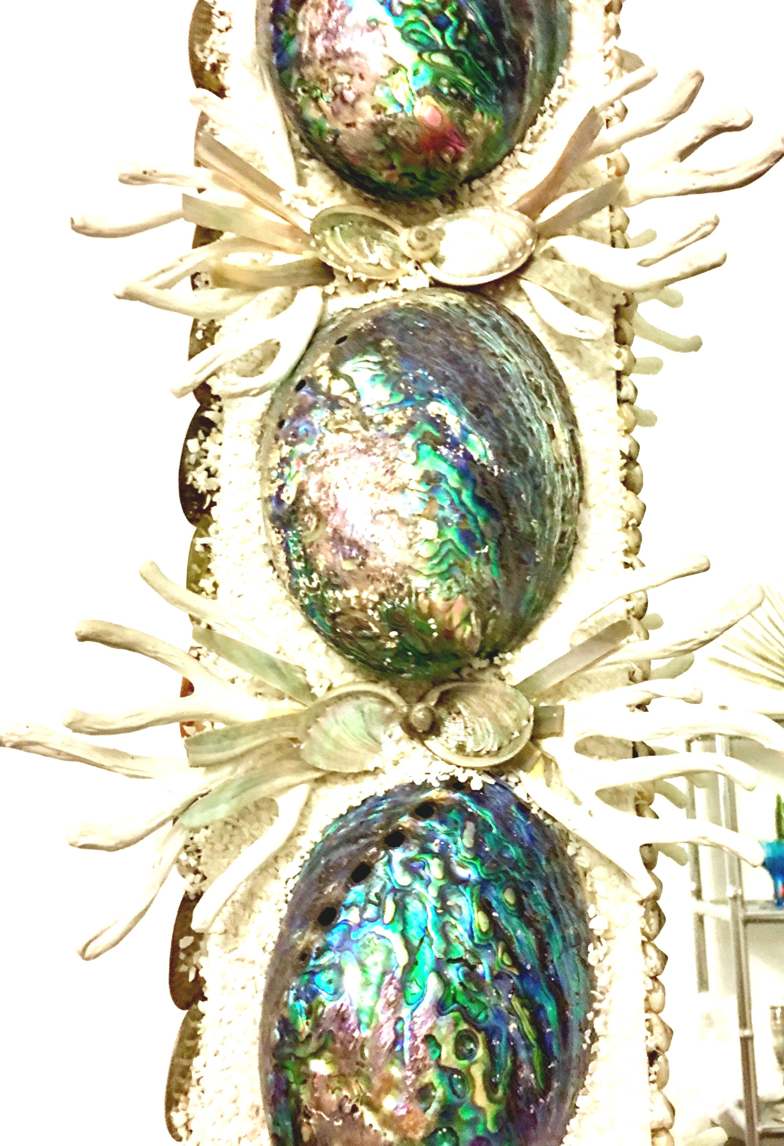 21st Century Contemporary Monumental Abalone Shell & Spider Coral Mirror For Sale 1