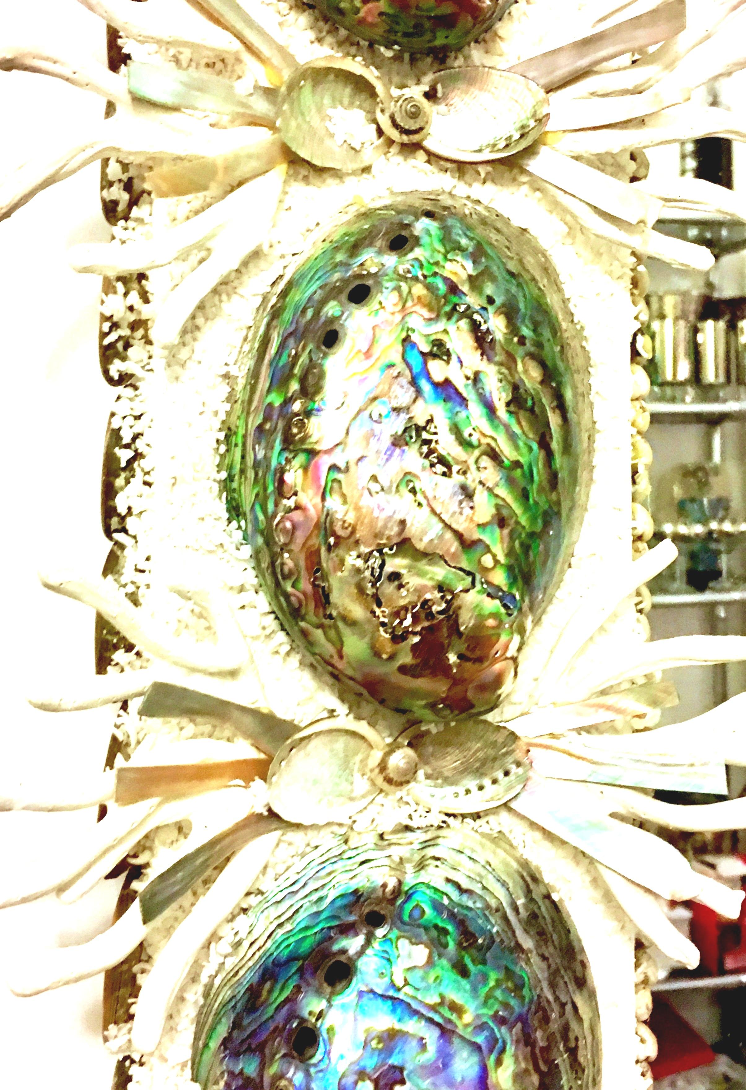 21st Century Contemporary Monumental Abalone Shell & Spider Coral Mirror For Sale 3