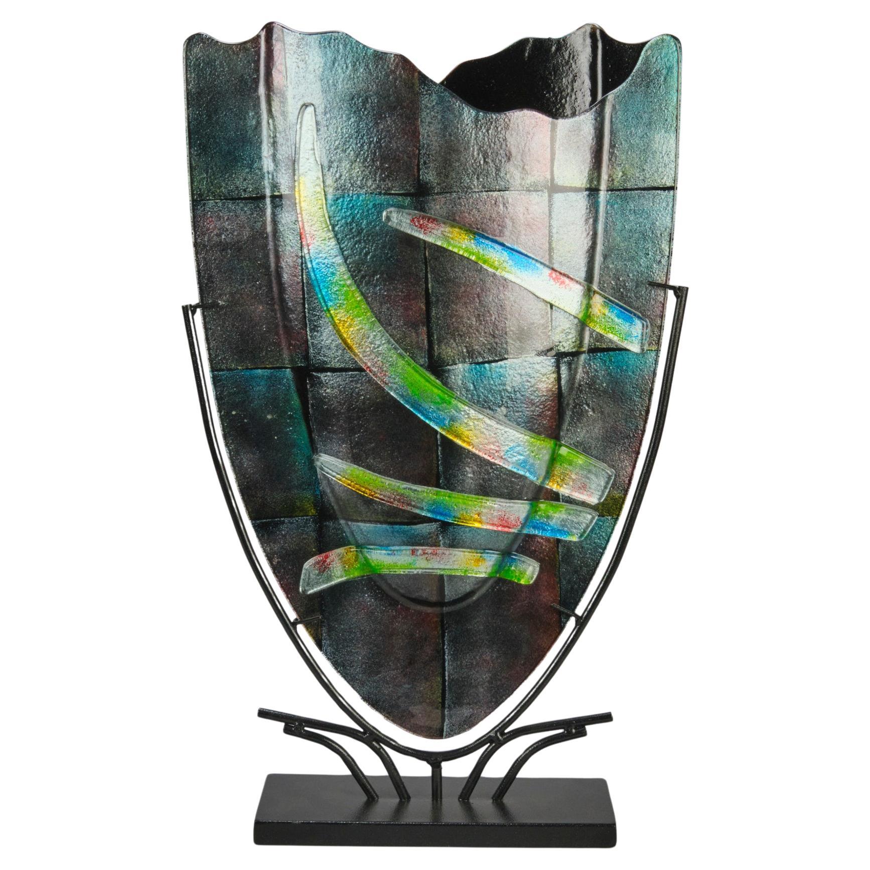 21° secolo  Vaso astratto multicolore di Murano
