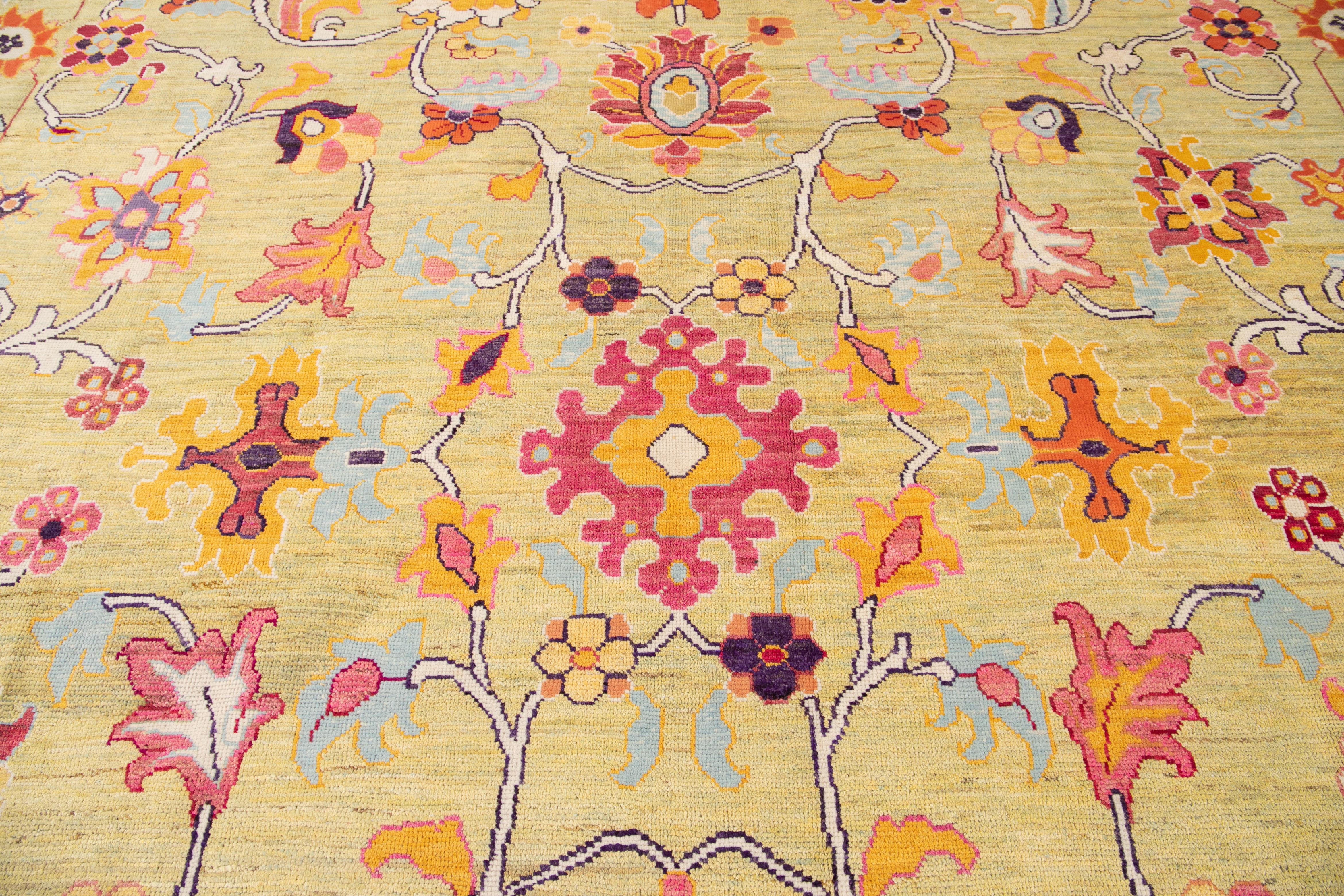 21st Century Contemporary Oushak Colorful Wool Rug For Sale 7