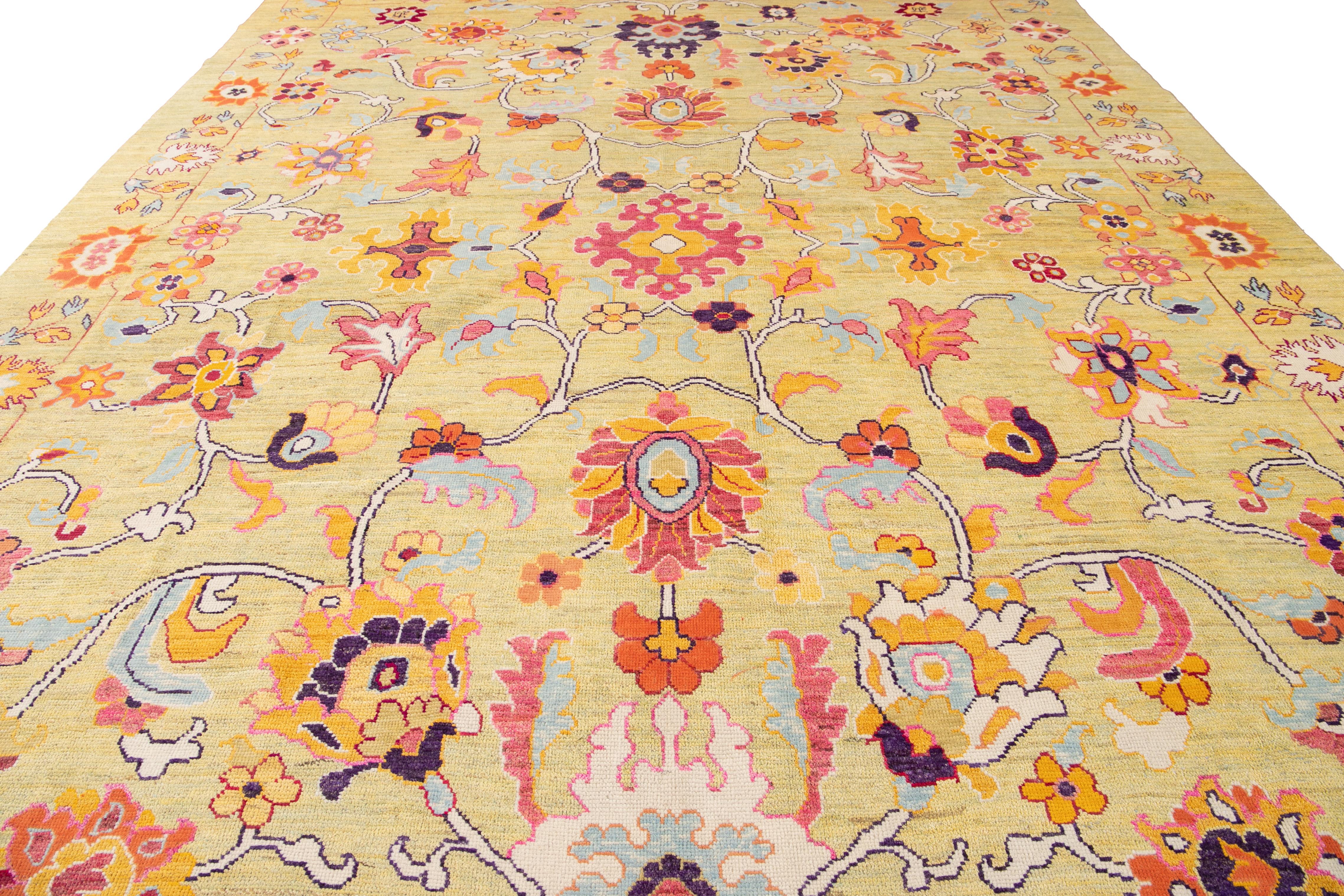 21st Century Contemporary Oushak Colorful Wool Rug For Sale 9