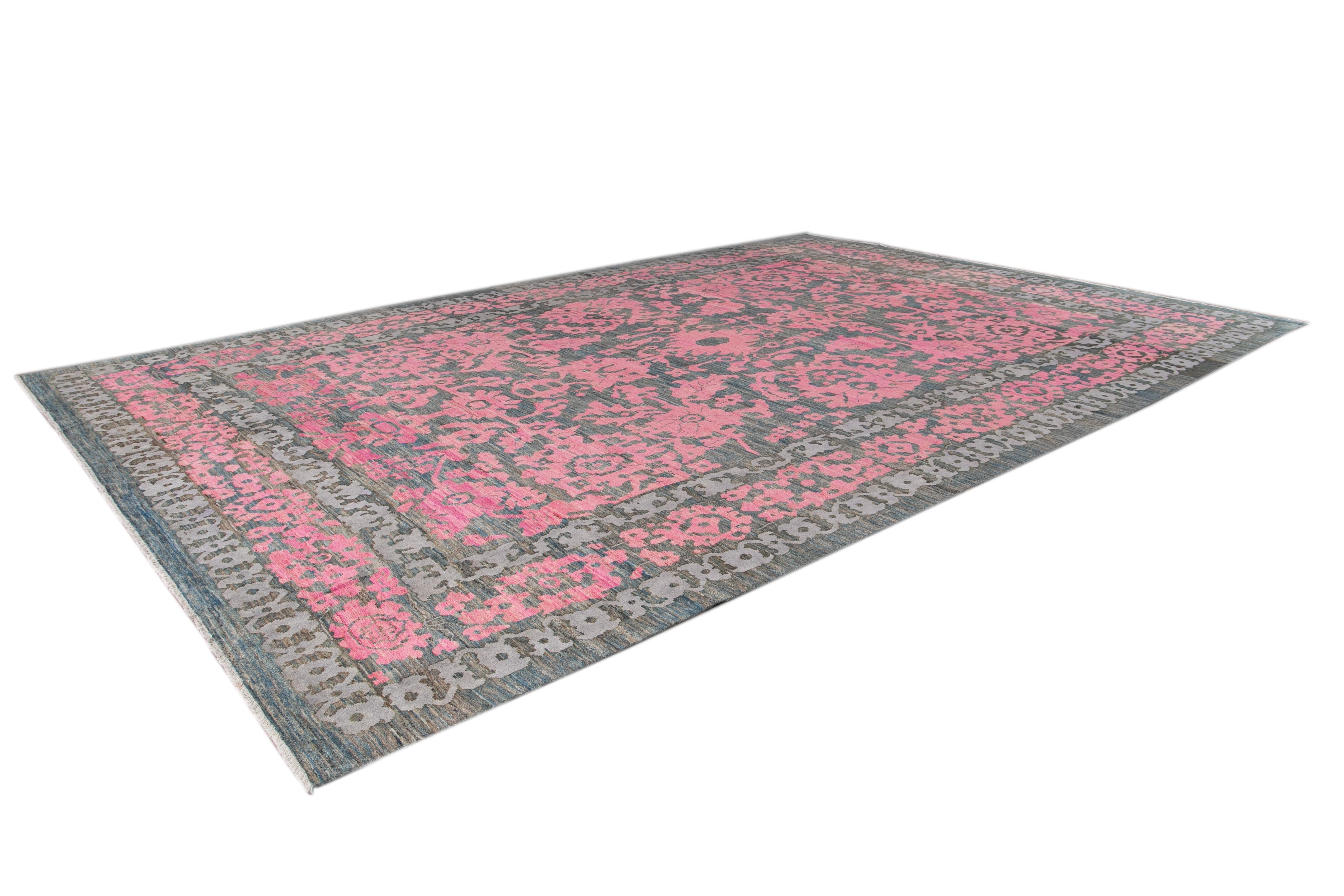 21st Century Contemporary Oushak Colorful Wool Rug For Sale 10
