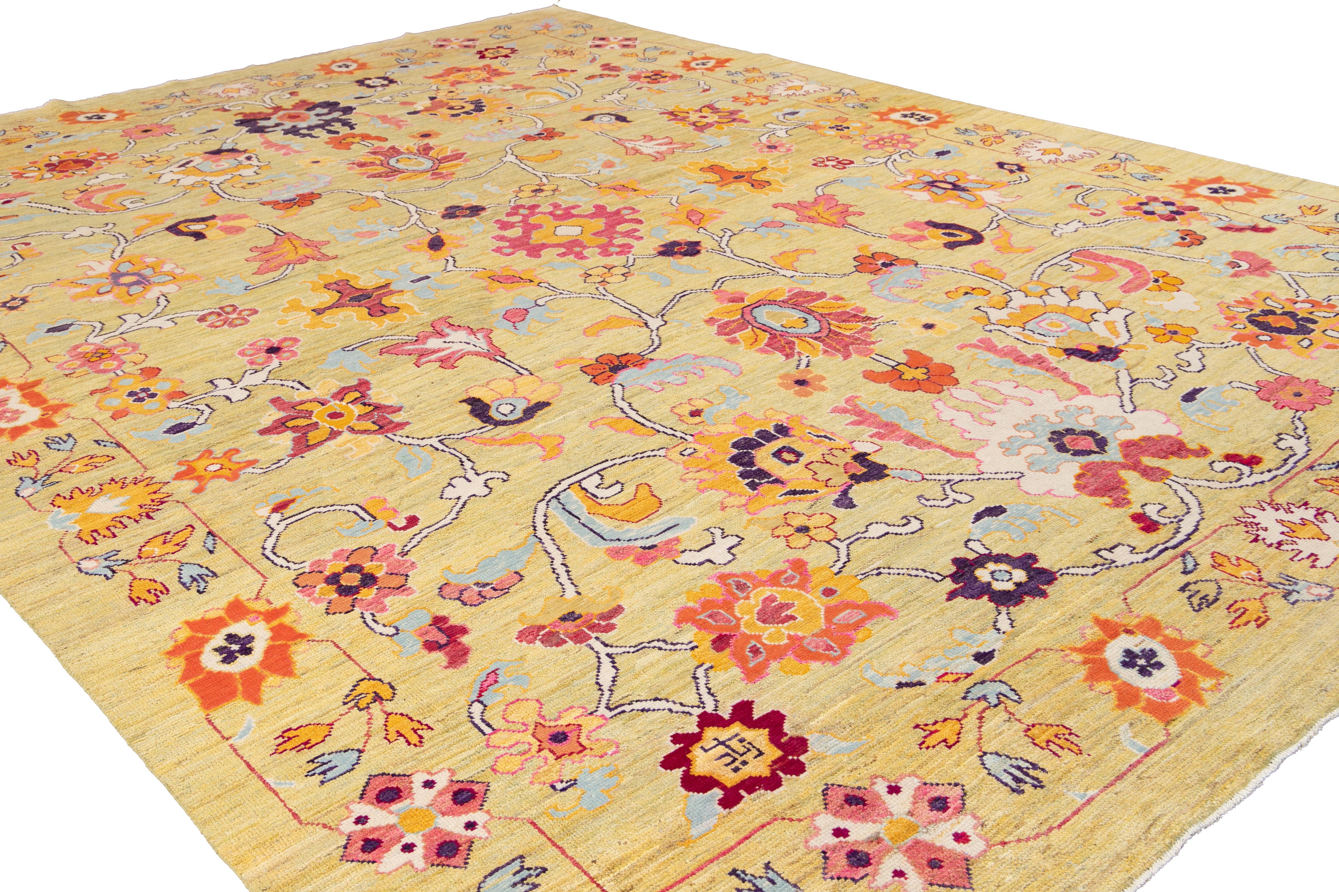 21st Century Contemporary Oushak Colorful Wool Rug For Sale 12