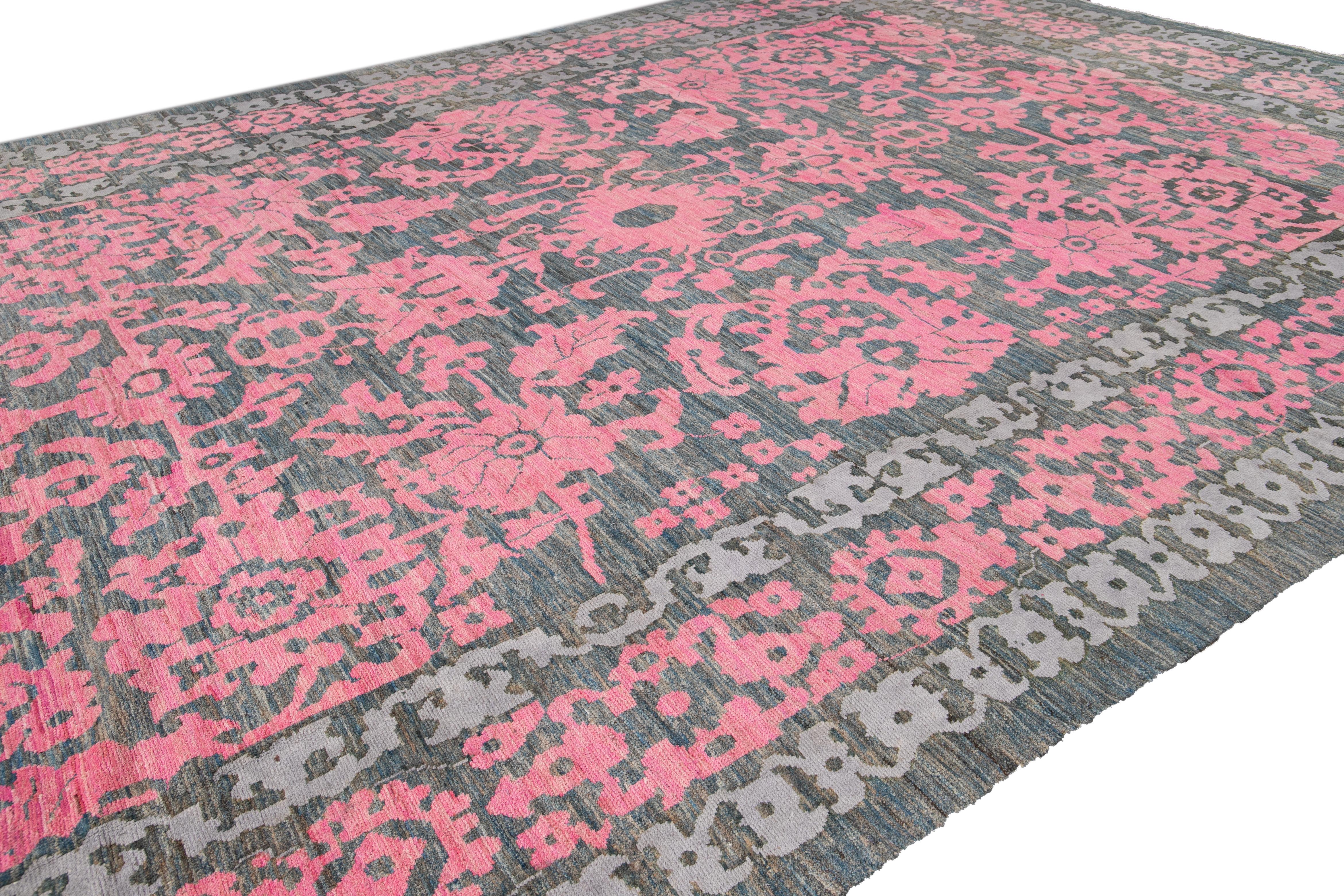 21st Century Contemporary Oushak Colorful Wool Rug For Sale 11