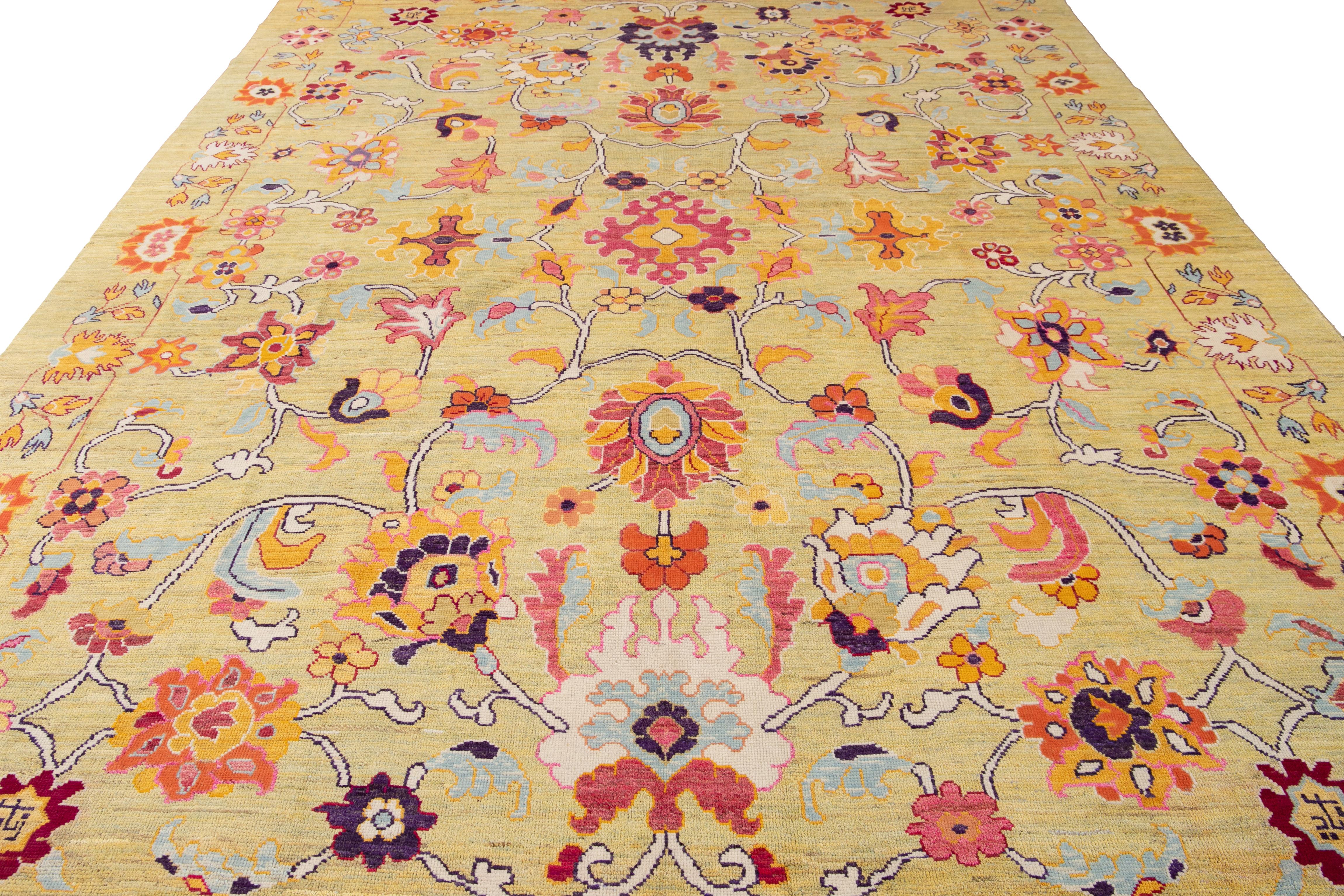 21st Century Contemporary Oushak Colorful Wool Rug For Sale 13