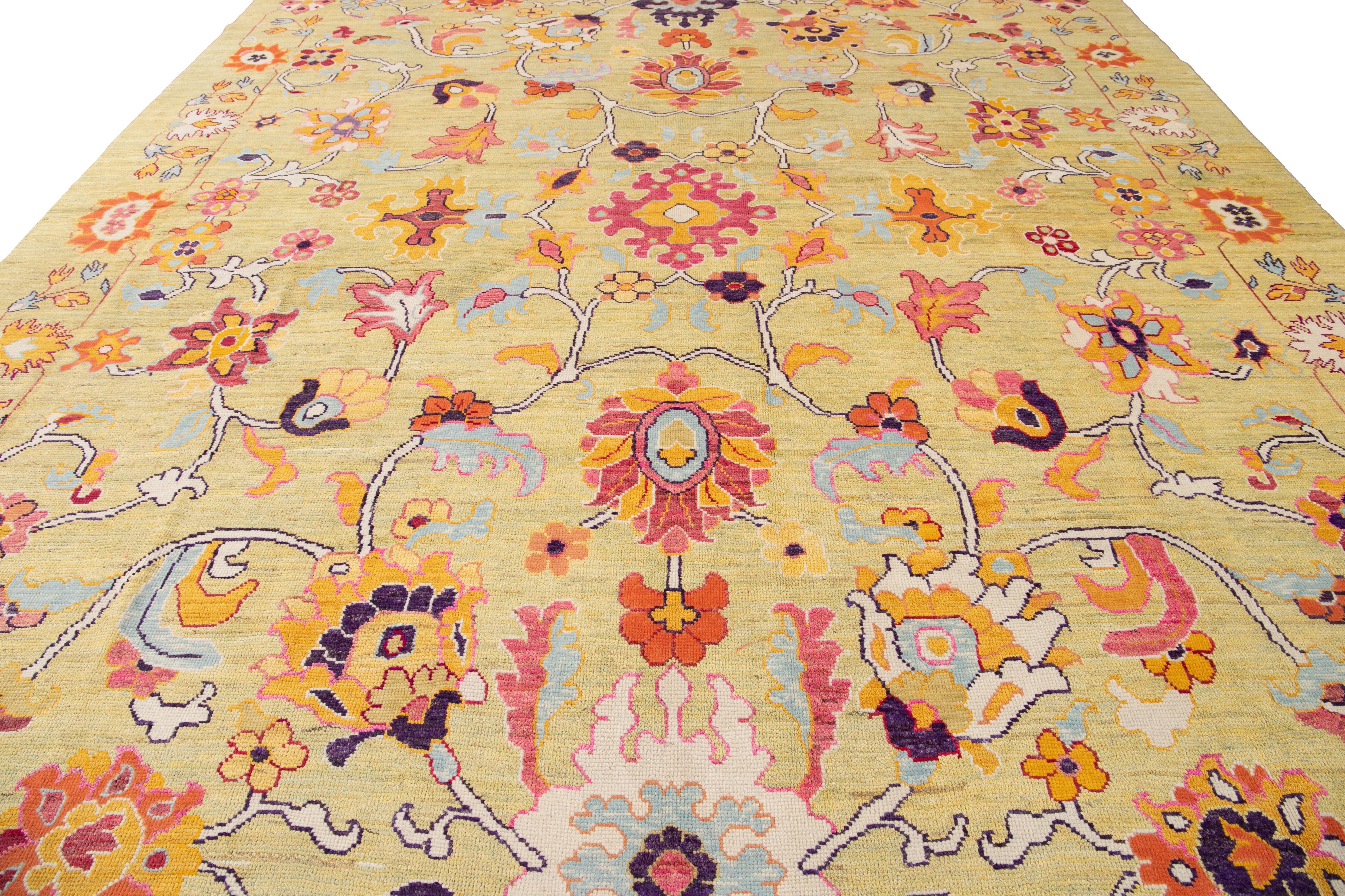 21st Century Contemporary Oushak Colorful Wool Rug For Sale 14