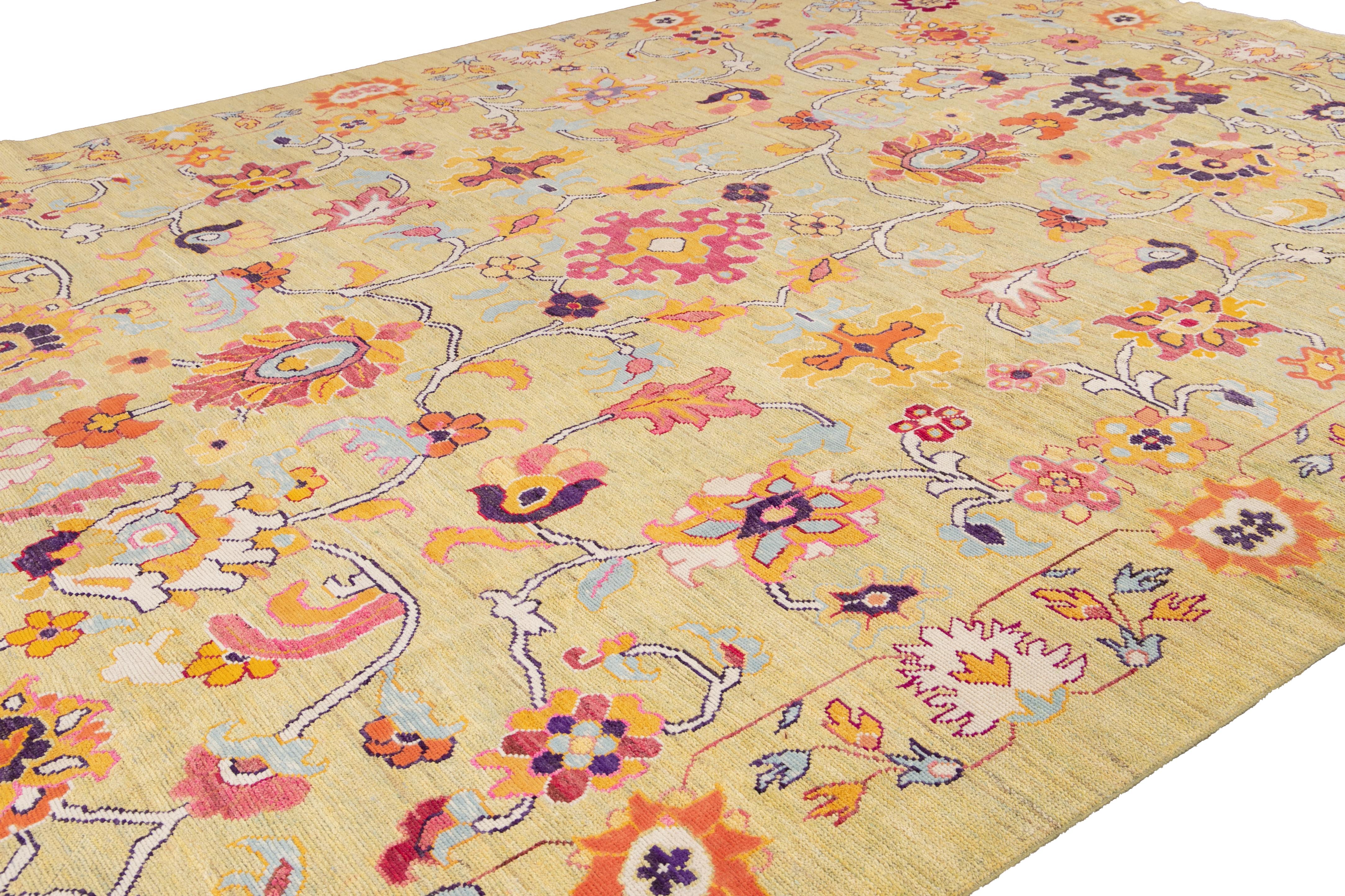 21st Century Contemporary Oushak Colorful Wool Rug For Sale 15