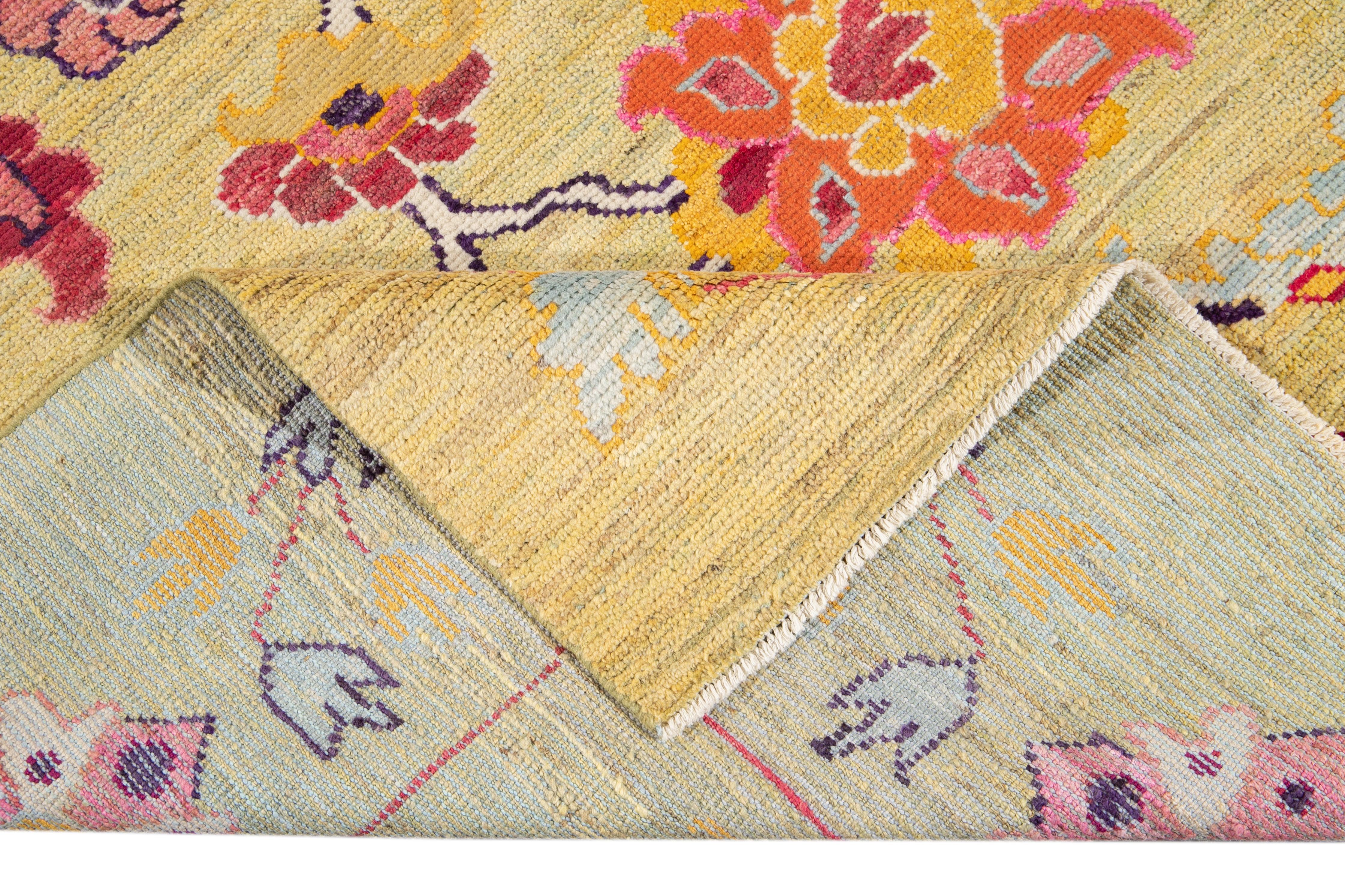 Hand-Knotted 21st Century Contemporary Oushak Colorful Wool Rug For Sale