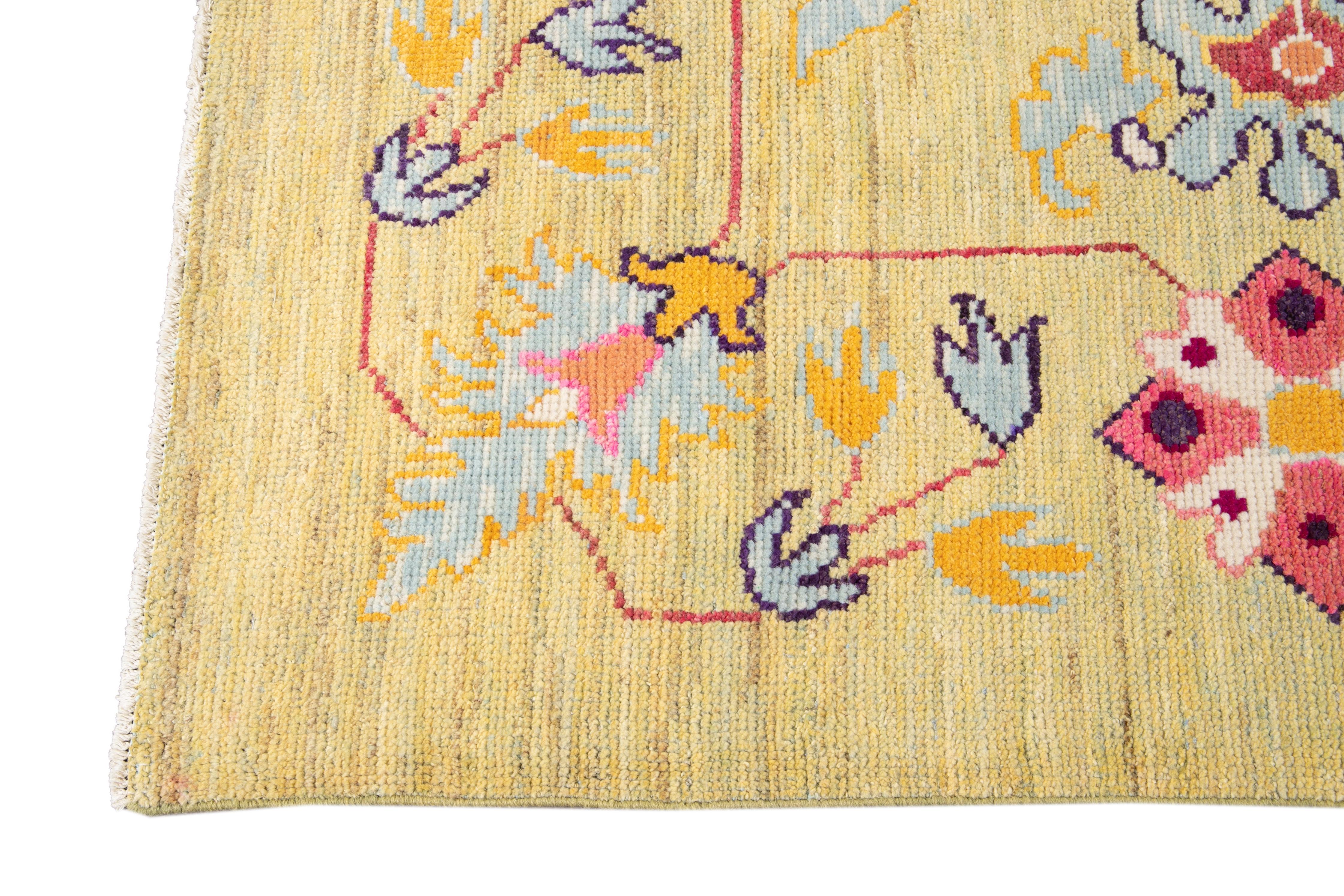 21st Century Contemporary Oushak Colorful Wool Rug For Sale 1
