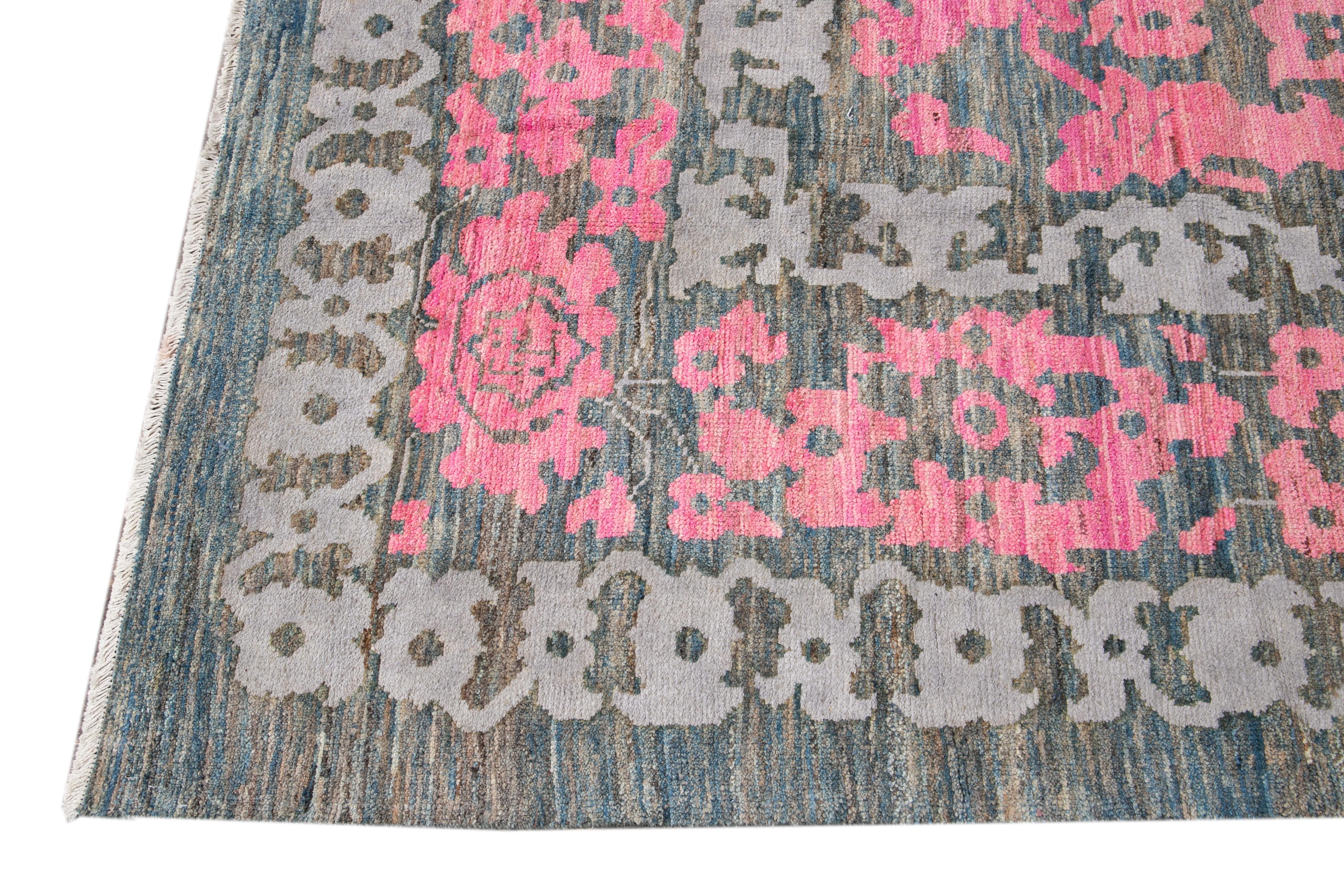 21st Century Contemporary Oushak Colorful Wool Rug For Sale 1