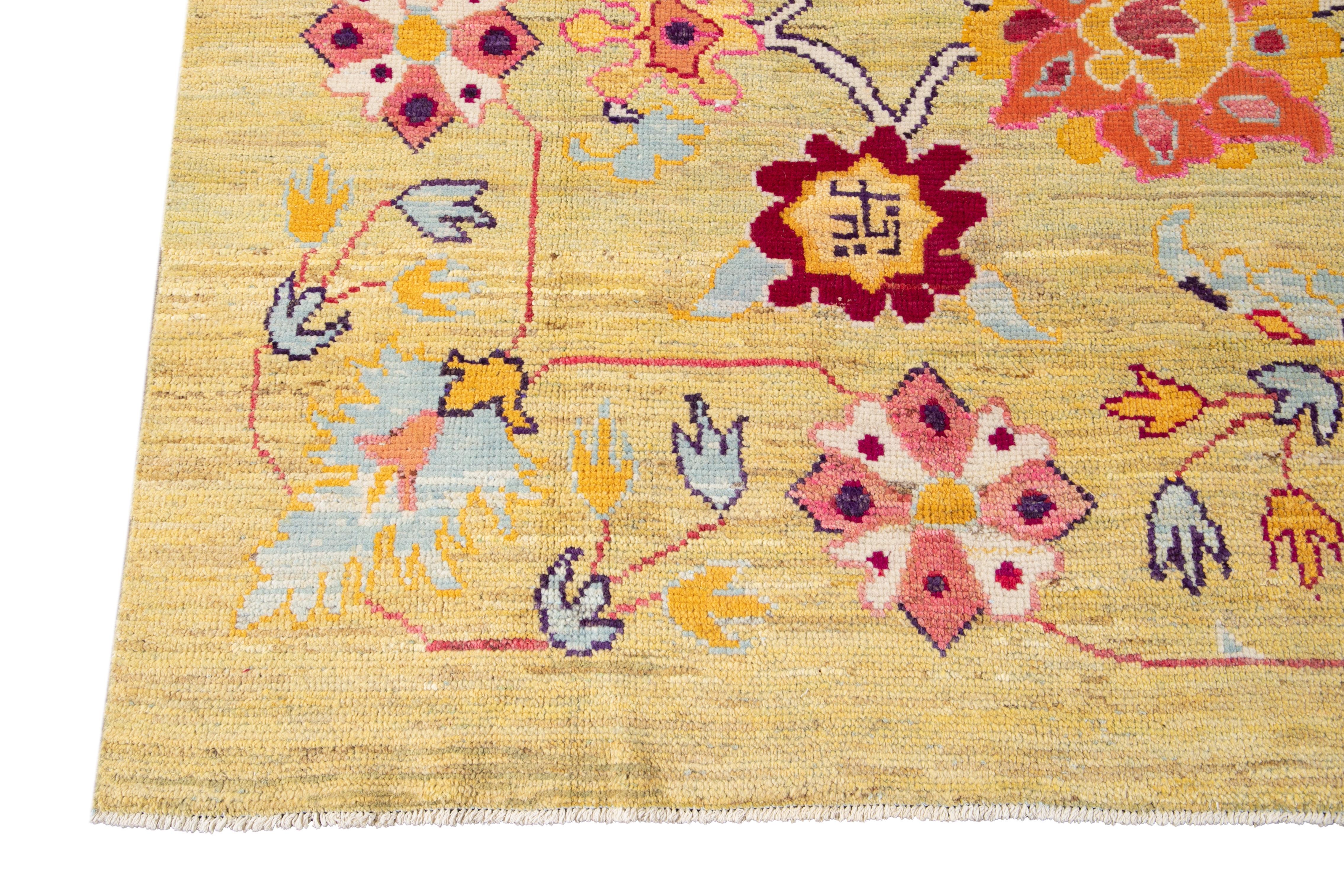 21st Century Contemporary Oushak Colorful Wool Rug For Sale 4