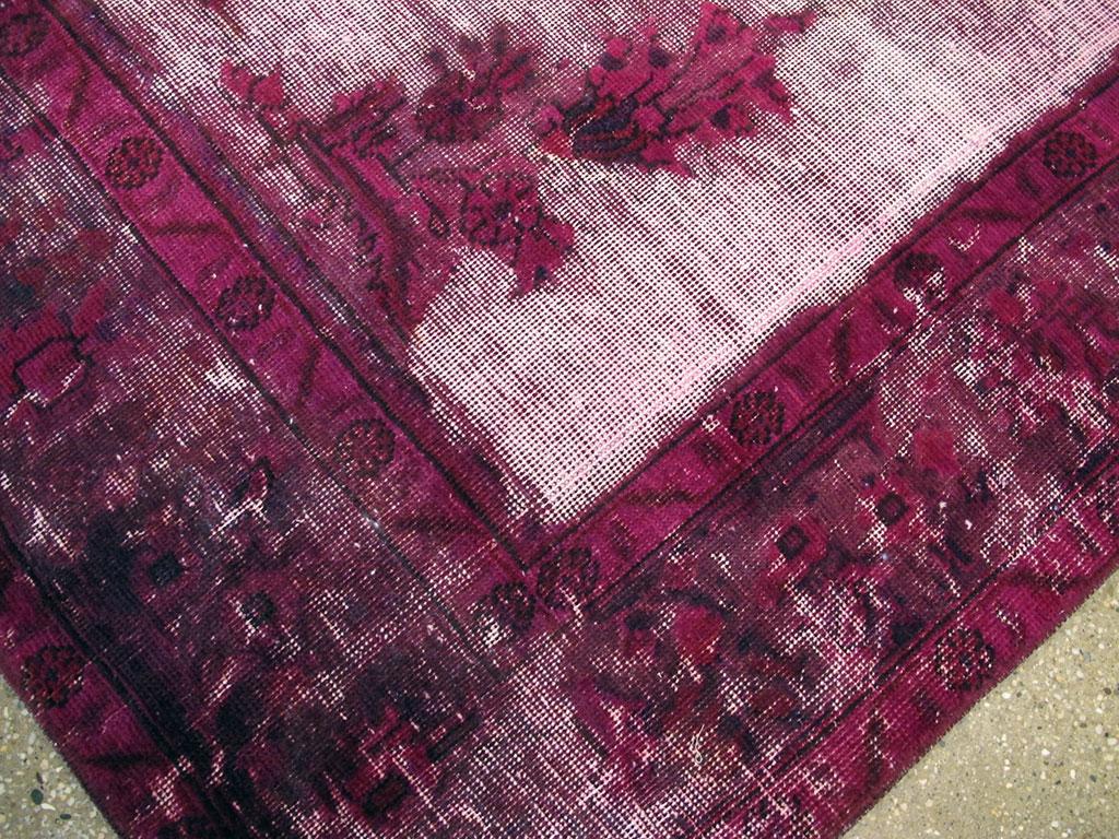21st Century Contemporary Overdyed and Distressed Persian Accent Rug in Fuchsia 3