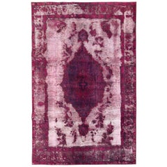 21st Century Contemporary Overdyed and Distressed Persian Accent Rug in Fuchsia