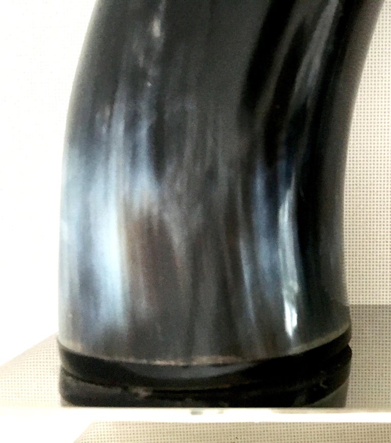 21st Century Contemporary Pair of Chrome Mounted Horn Bookend