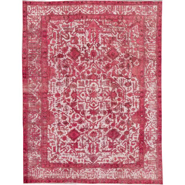 21st Century Contemporary Red and Ivory Overdyed Rug, 8.01x10.09 at 1stDibs