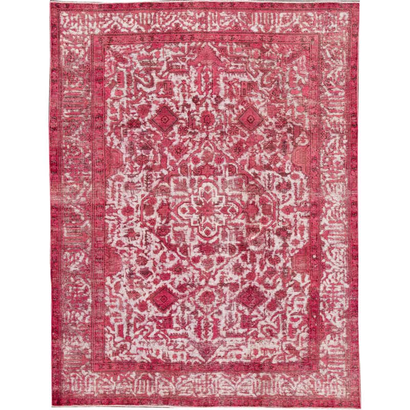 21st Century Contemporary Red and Ivory Overdyed Rug, 8.01x10.09 at 1stDibs