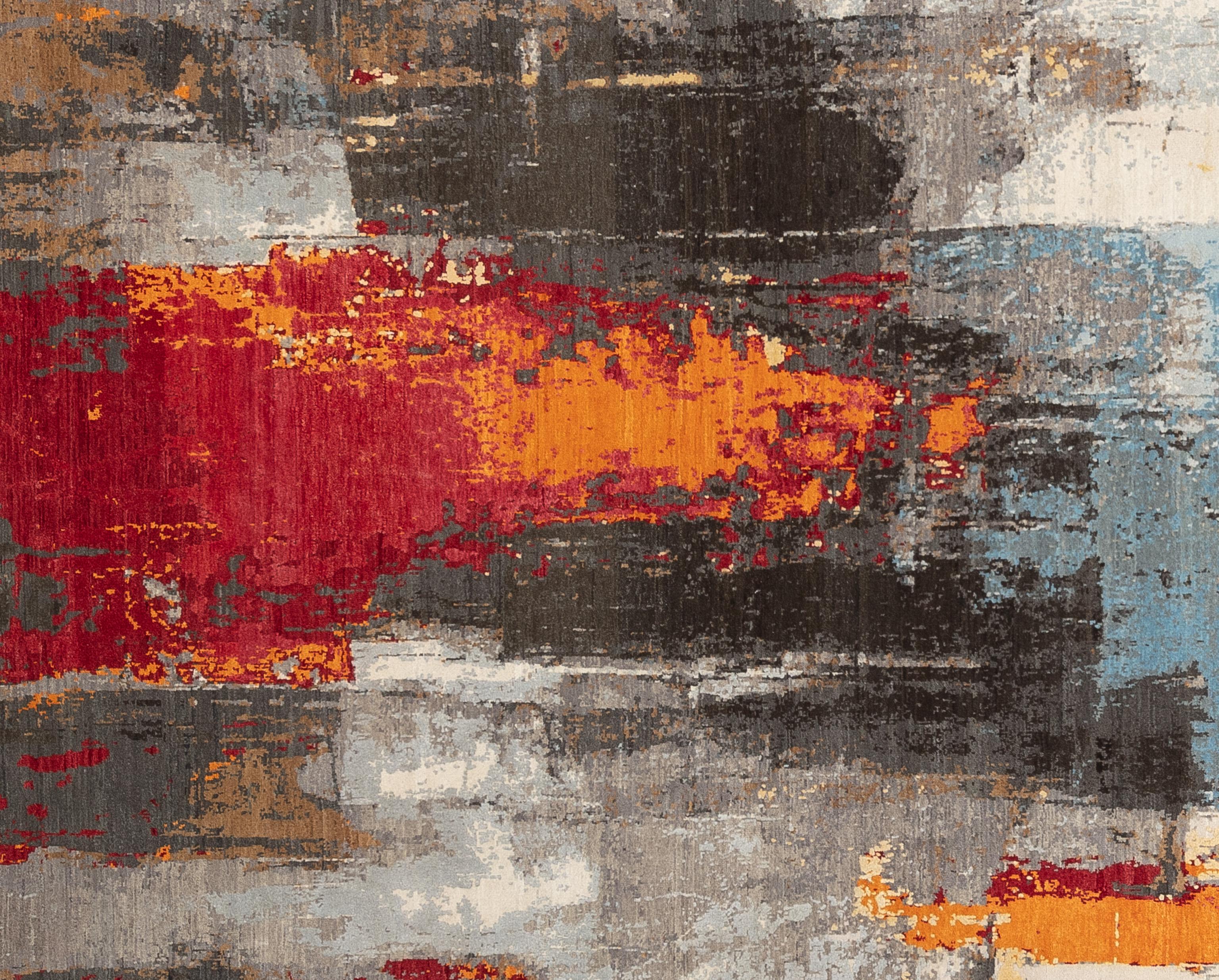 Rehaussez votre intérieur avec ce magnifique tapis contemporain, méticuleusement fabriqué à la main en Inde. Cette pièce exquise présente une étonnante gamme de tons, créant une pièce maîtresse visuellement captivante pour n'importe quelle pièce.