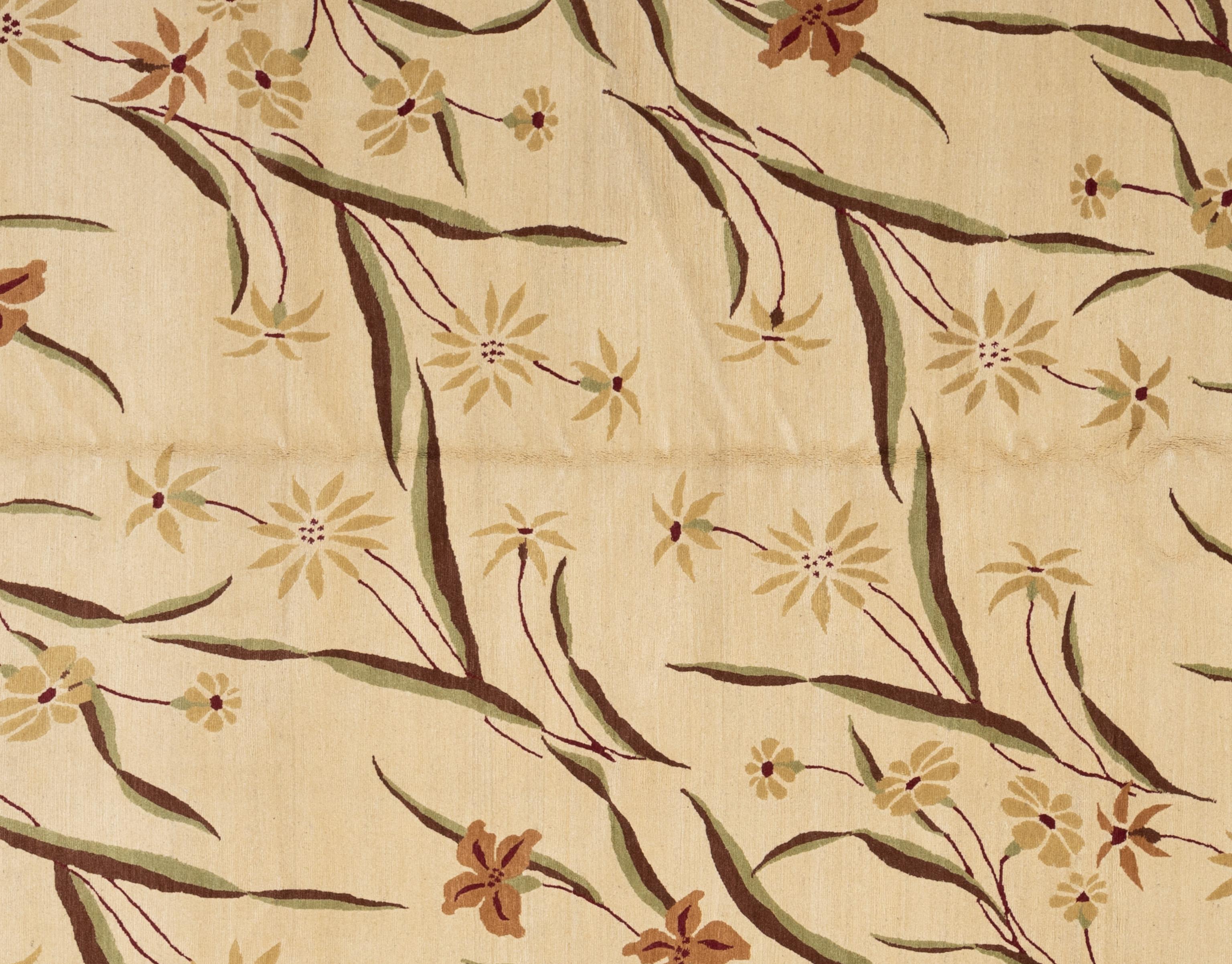 Enhance your home with this luxurious Contemporary wool rug, meticulously handcrafted in Nepal. This exquisite piece creates a visually captivating centerpiece for any room. Crafted by skilled artisans, the rug showcases intricate patterns that