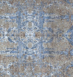 Hand-Knotted Modern Rug, Wool, Abstract Design, India, 9' x 11' 7"