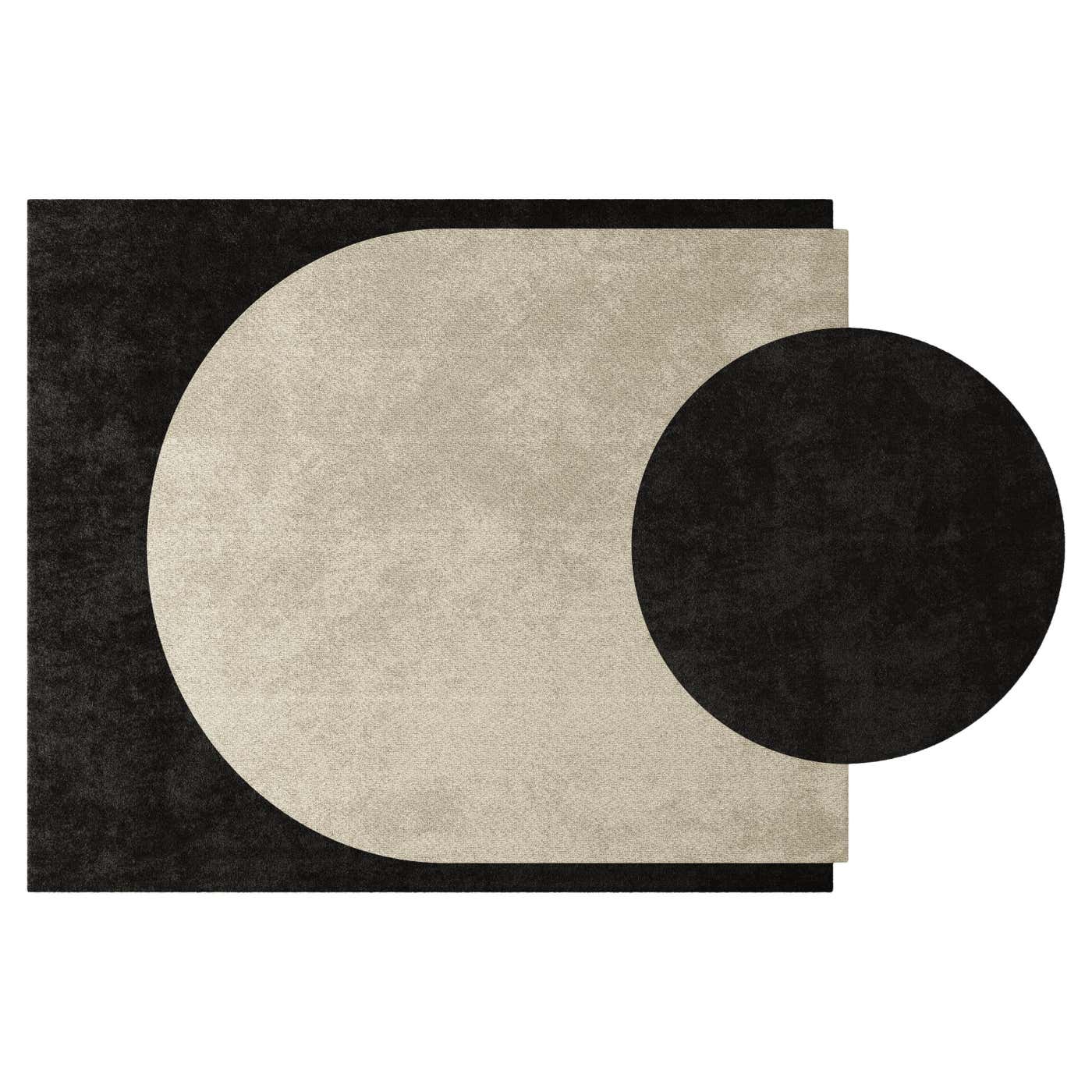 Modern Shape Rugs Mid-Century Modern Rug Geometric Pattern Beige and Black For Sale at ...