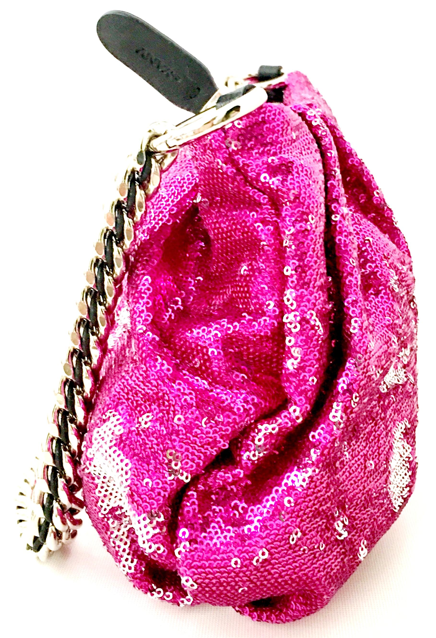 Women's or Men's 21st Century Contemporary Sequin, Leather & Chrome Hand Bag By, OrYanny