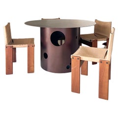 21st Century Contemporary Silos Dining Table and Vintage Monk Dining Chairs