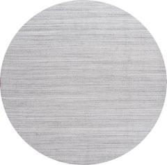 Hand-Knotted Modern Wool Rug, Gray Field with Stripe Accents, Turkey