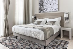 Modern Hand-Knotted Soumak Style Wool Rug, Gray Field, India, 2019