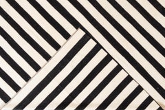 Contemporary Oversize Black & White Striped Kilim Flatweave Wool Rug