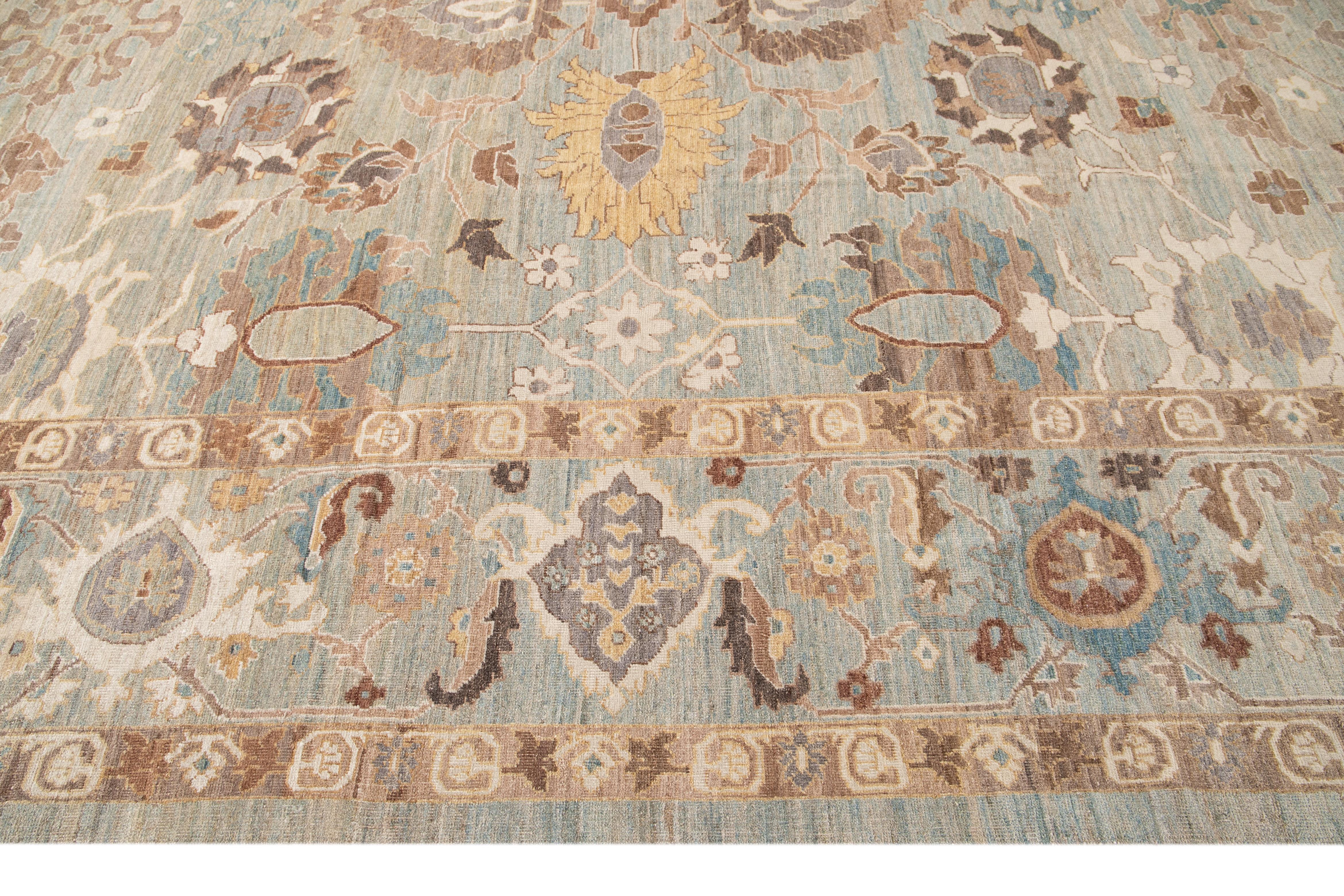 Wool 21st Century Contemporary Sultanabad Style Rug For Sale