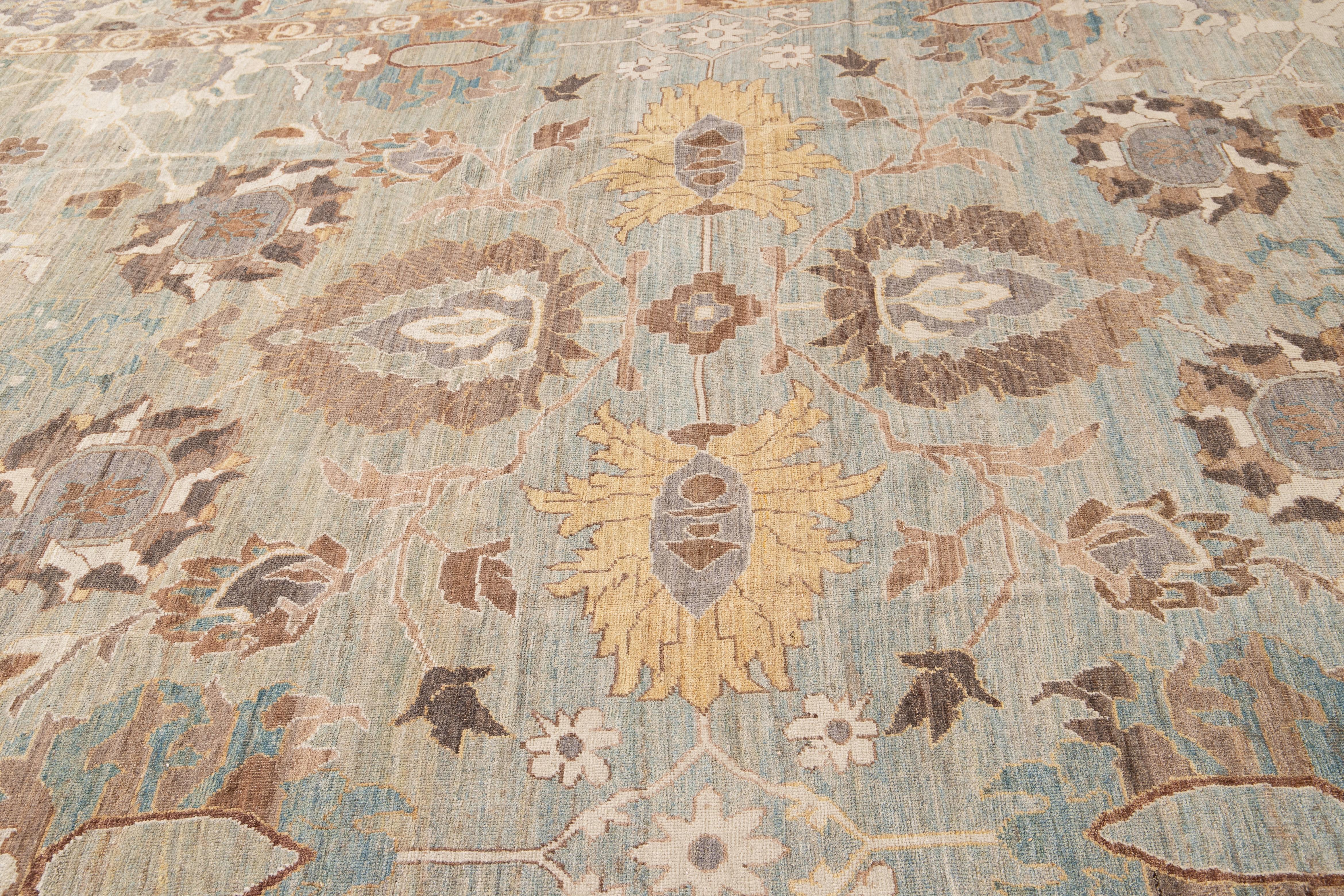 Zeitgenössischer Teppich im Sultanabad-Stil des 21. Jahrhunderts (Wolle) im Angebot