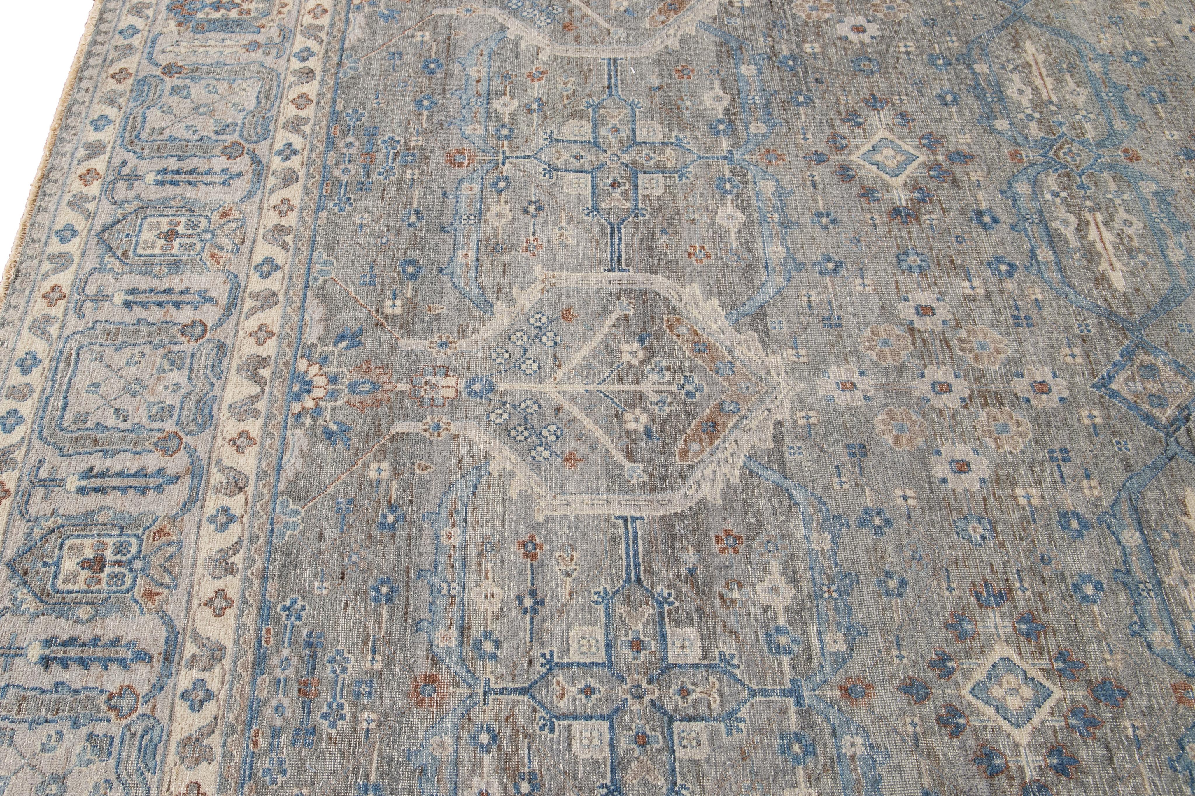 Hand-Knotted 21st Century Contemporary Tabriz-Style Square Wool Rug For Sale