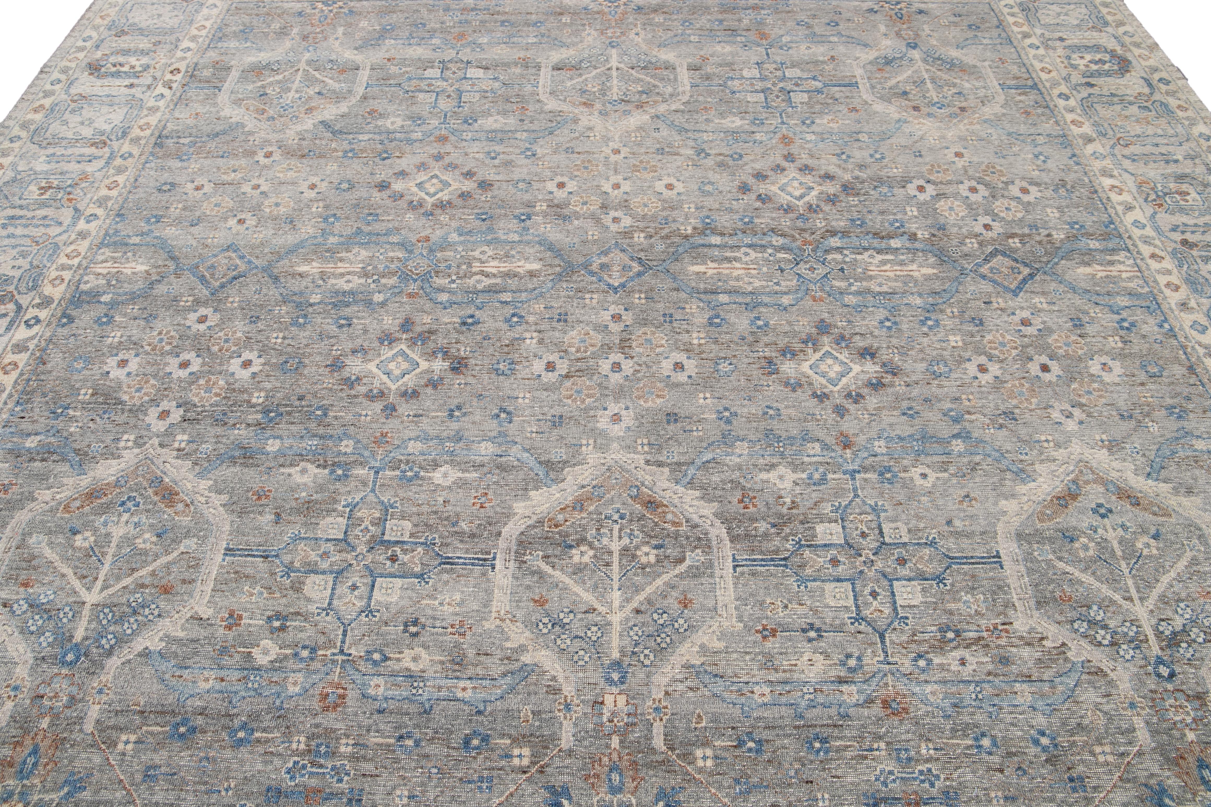 21st Century Contemporary Tabriz-Style Square Wool Rug In New Condition For Sale In Norwalk, CT