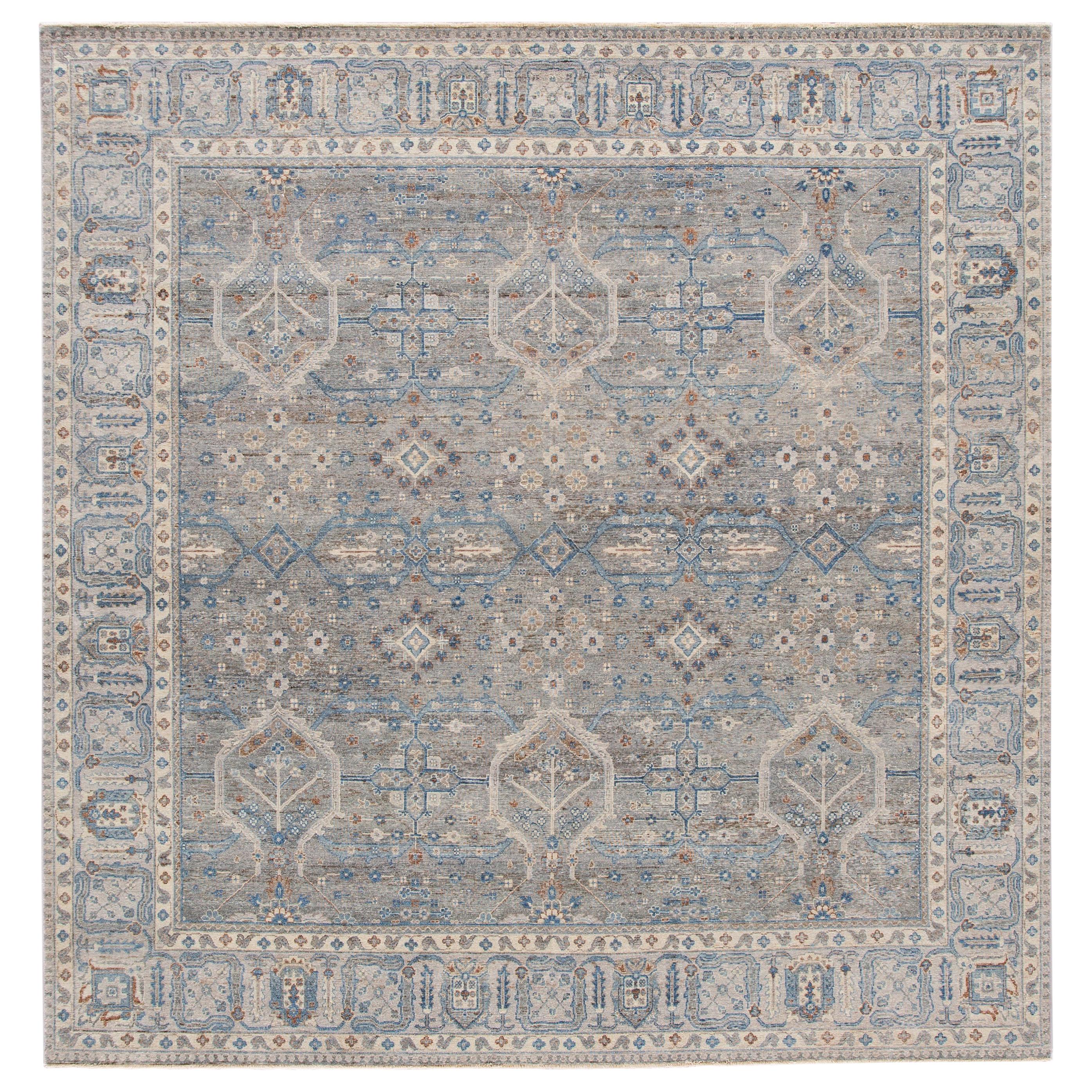 21st Century Contemporary Tabriz-Style Square Wool Rug For Sale