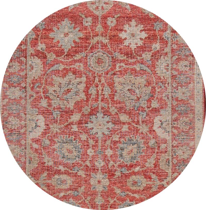 A contemporary Tabriz-style runner with a red field, and ivory and blue accents in asymmetrical, interconnected floral and vine design. This hand knotted wool runner.
This rug measures 3'1” x 19'5”.