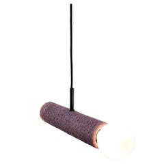 Gemini - Lampada a sospensione a doppia luce realizzata a mano in gres ceramico e tessuto Kvadrat