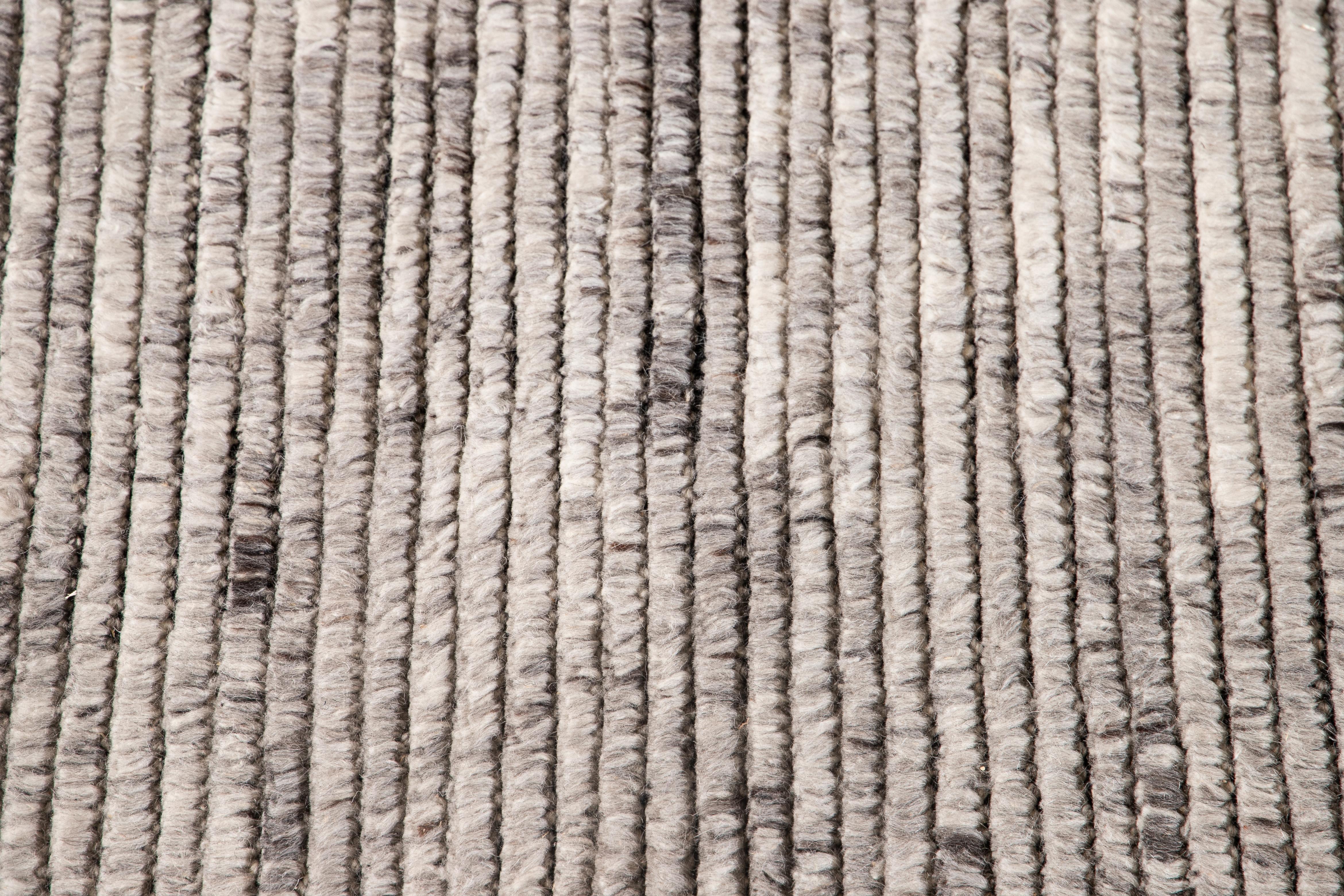 21st Century Contemporary Textured Ribbed Wool Rug For Sale 2