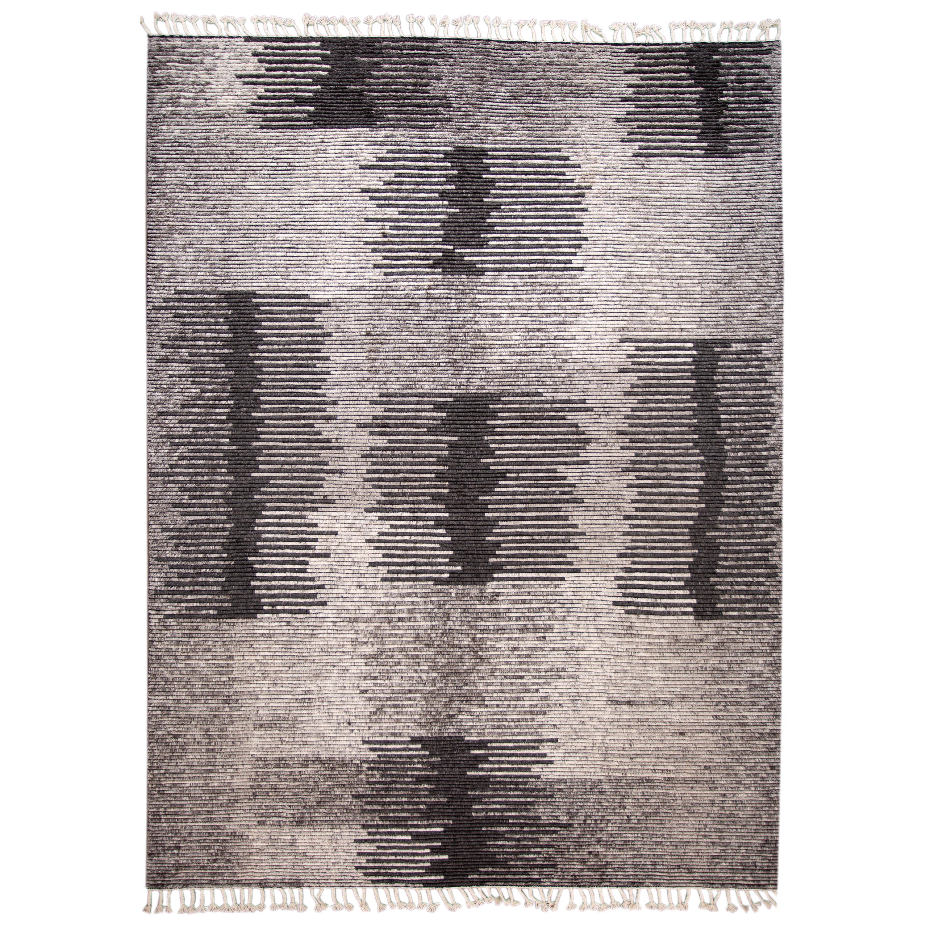 21st Century Contemporary Textured Ribbed Wool Rug For Sale