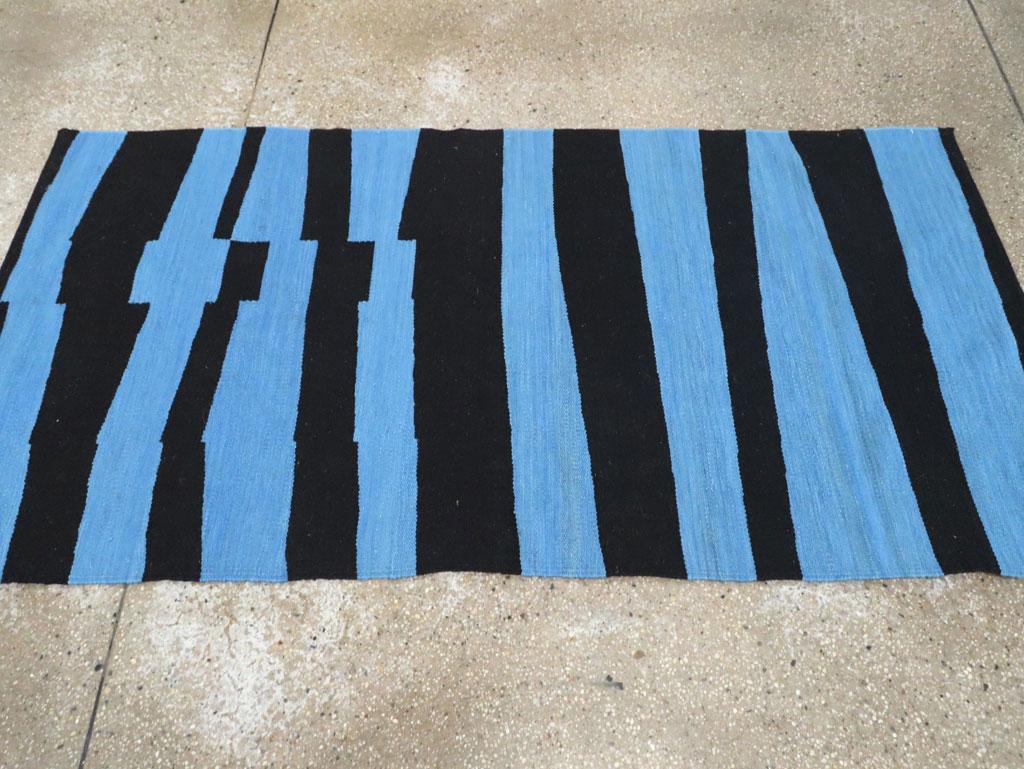 Wool 21st Century Contemporary Turkish Flat-Weave Kilim Throw Rug For Sale